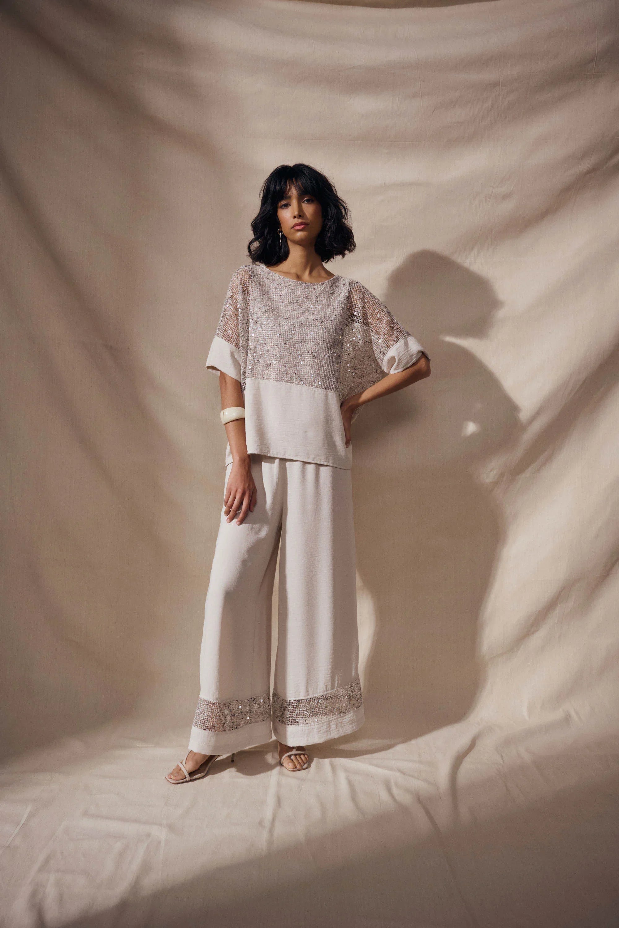 Sequined Wide Leg Pant