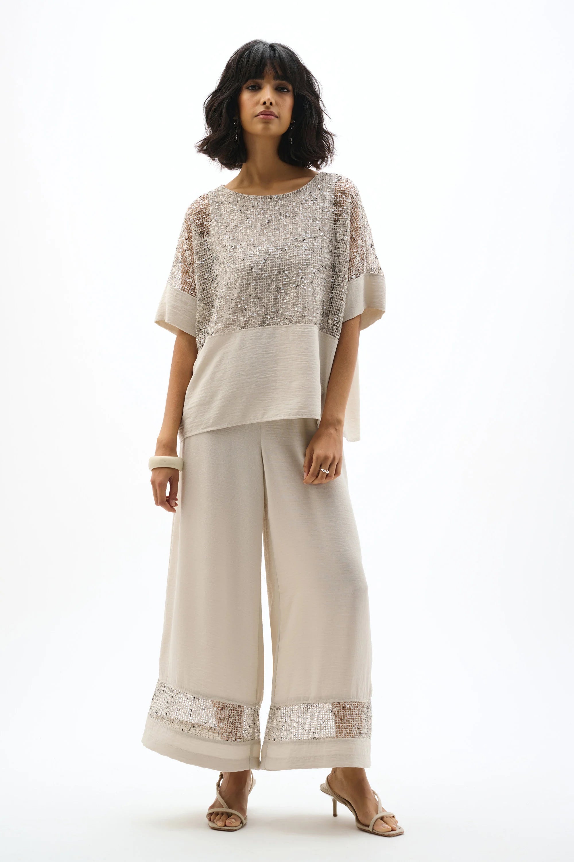 Joseph Ribkoff Gauze Sequin Boxy Top - Style 262256