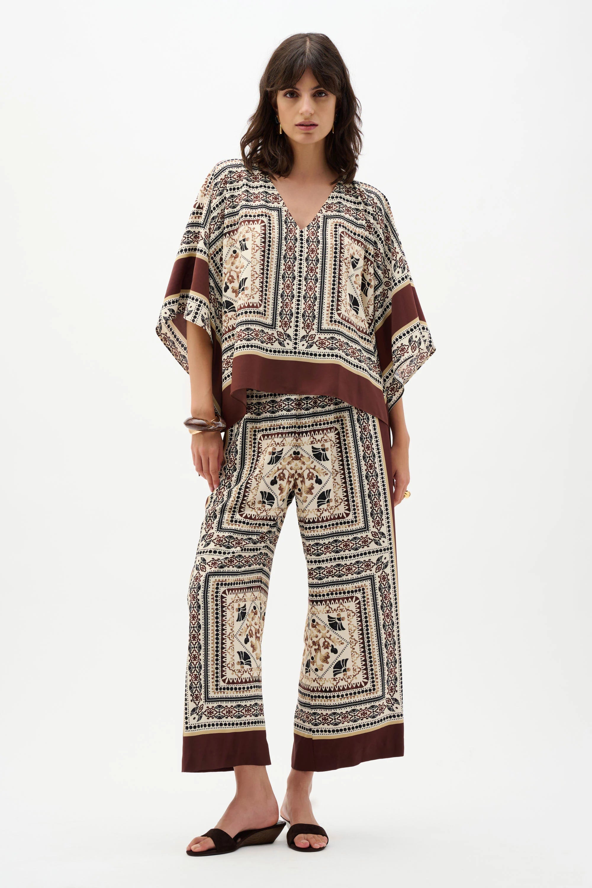 Scarf Print Poncho Top