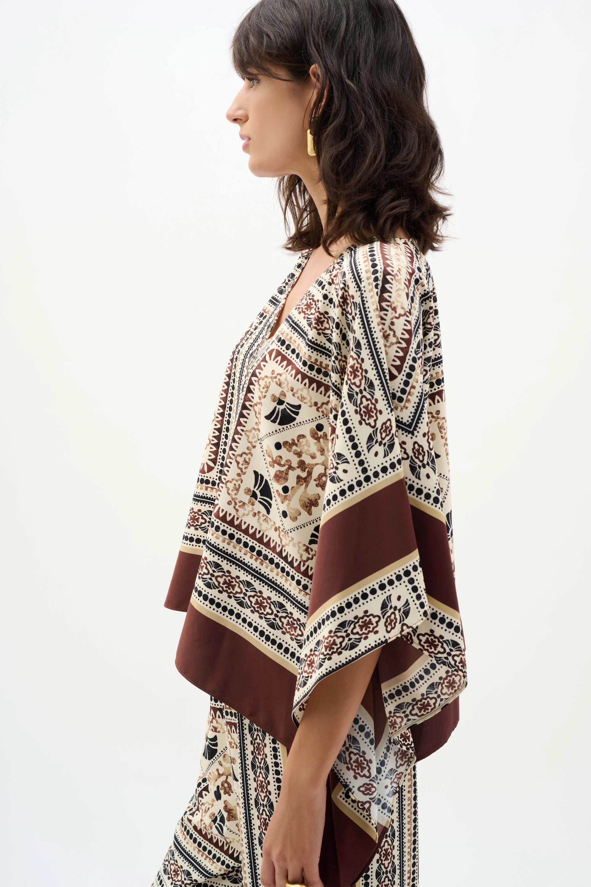 Scarf Print Poncho Top