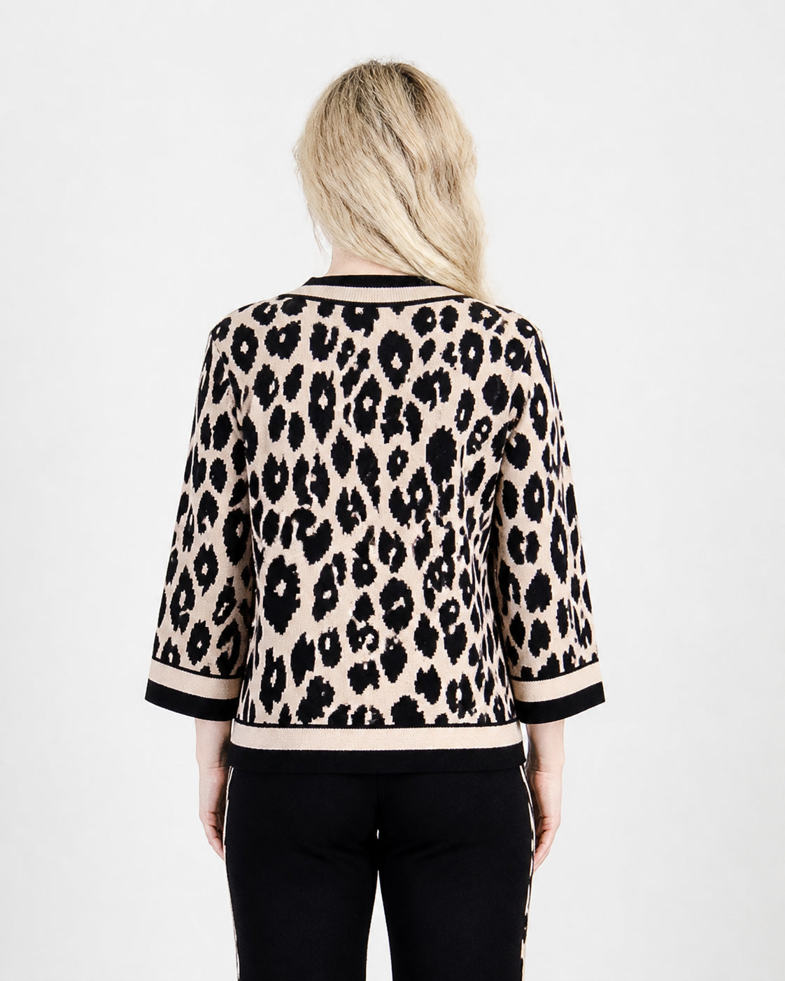 Fun Sport Leopard Print Crew Neck Sweater- Style 262441