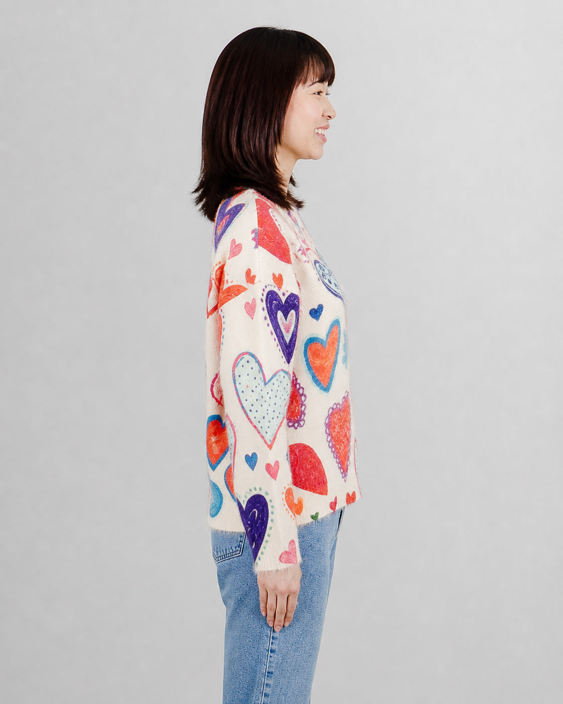 Fun Sport Multi-Heart Crew Neck Sweater- Style 262447