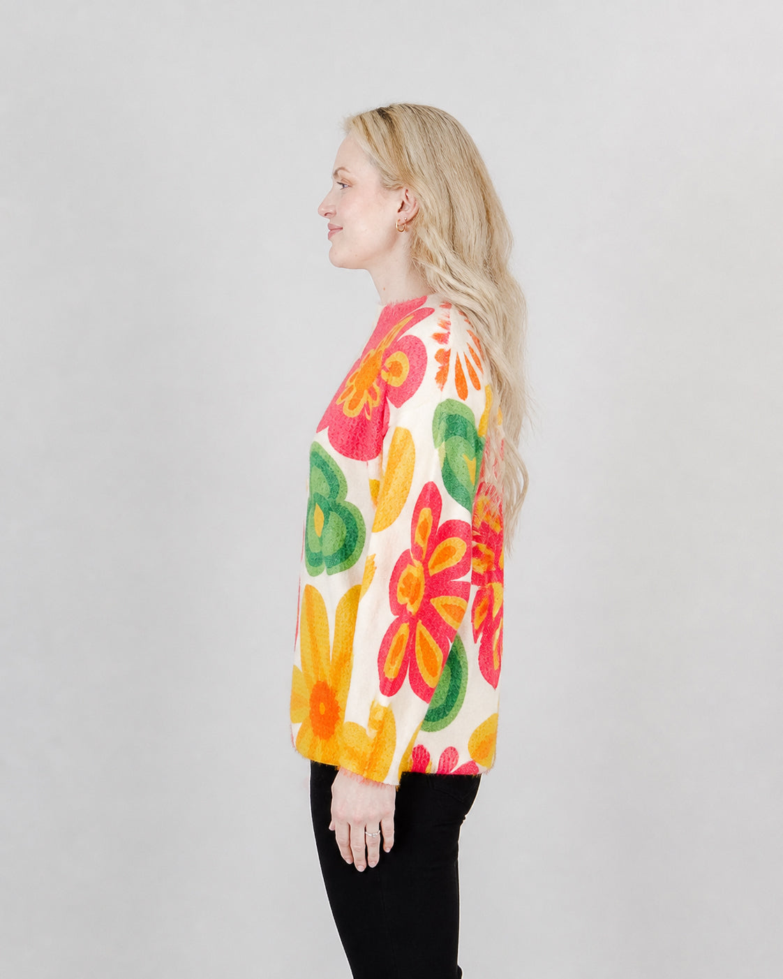 Fun Sport Mod Floral Mock Neck Sweater- Style 262448