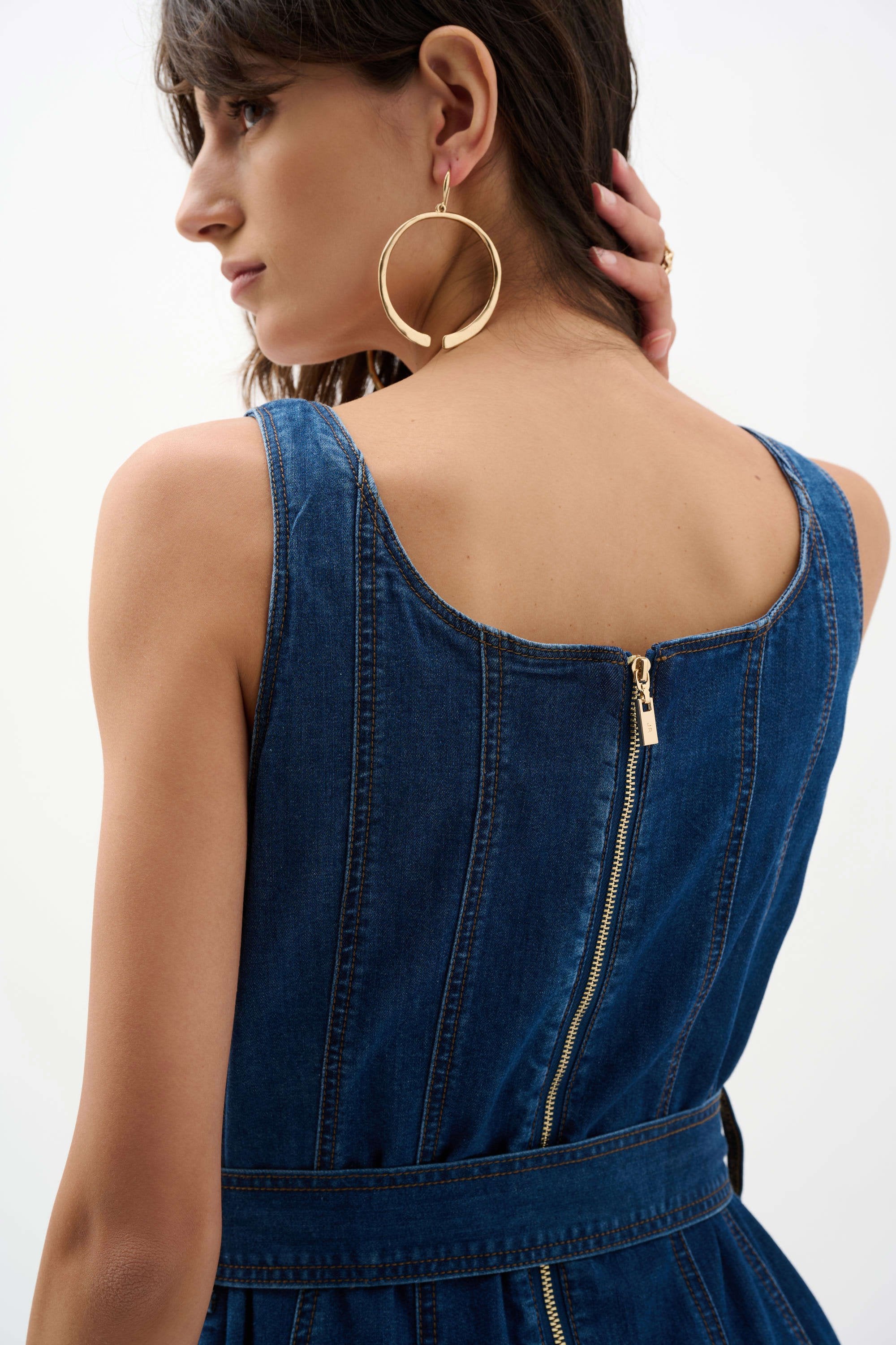 Fit Flare Denim Midi Dress