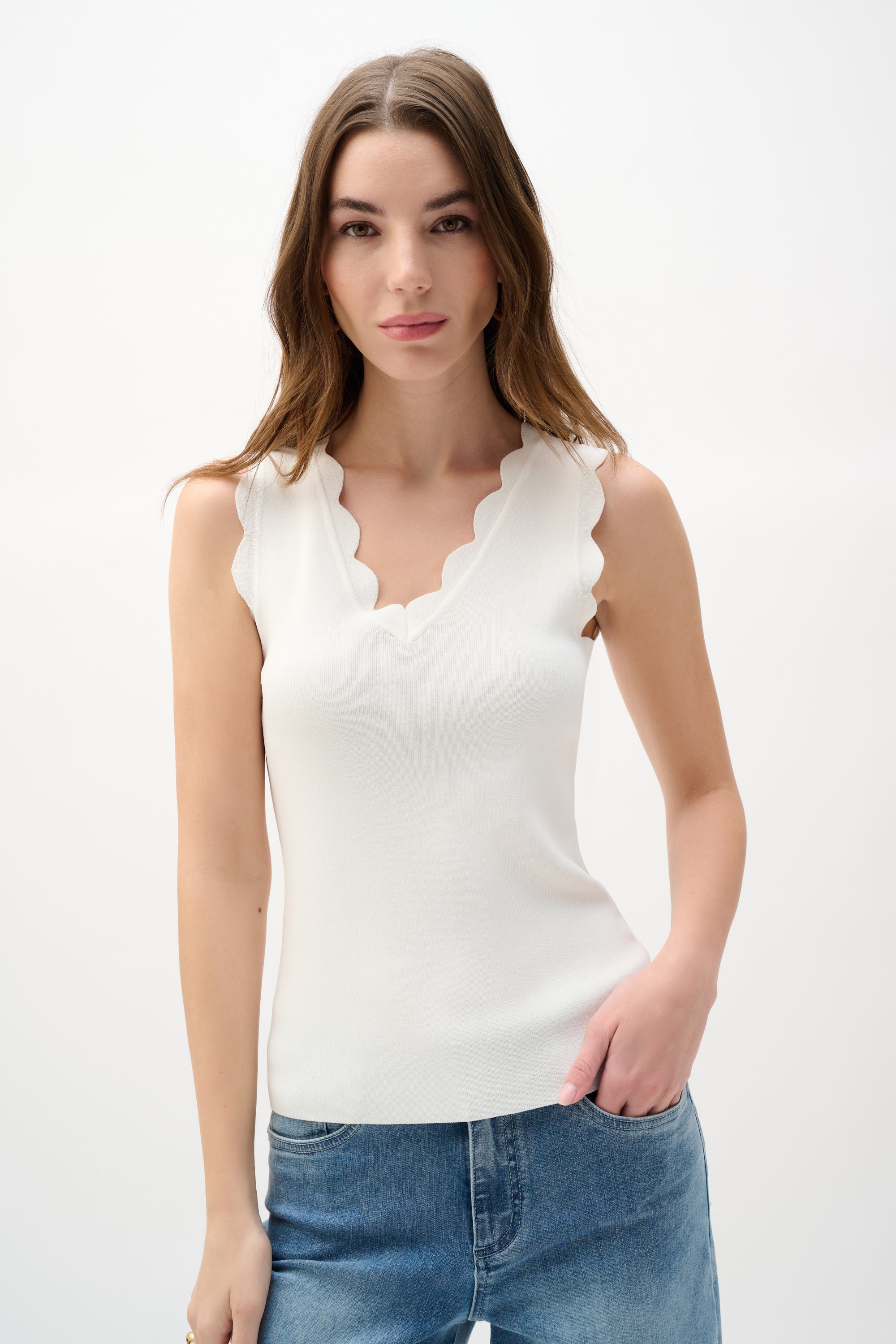 Viscose Sweater Knit Fitted Tank Top