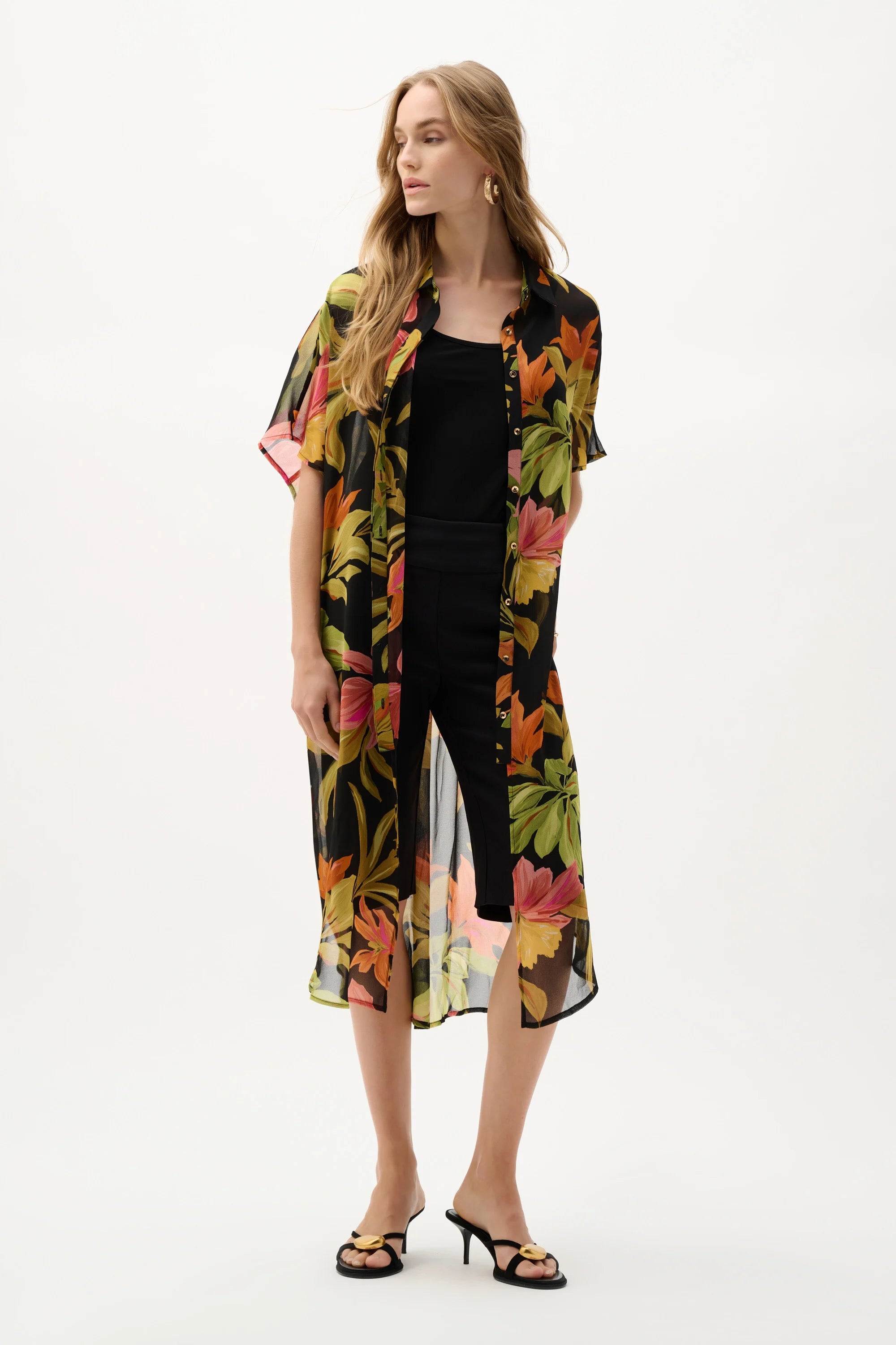 Tropical Chiffon Dolman Blouse