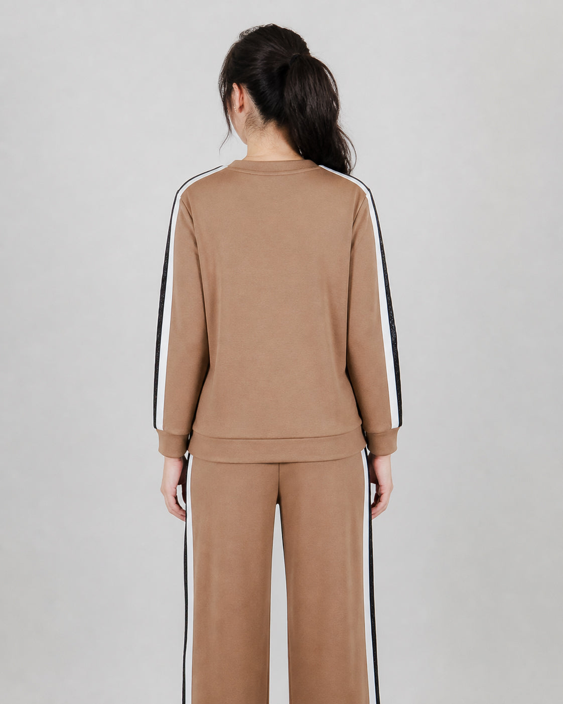 Fun Sport Long Sleeve Top With Striped Sleeves- Style 262A81