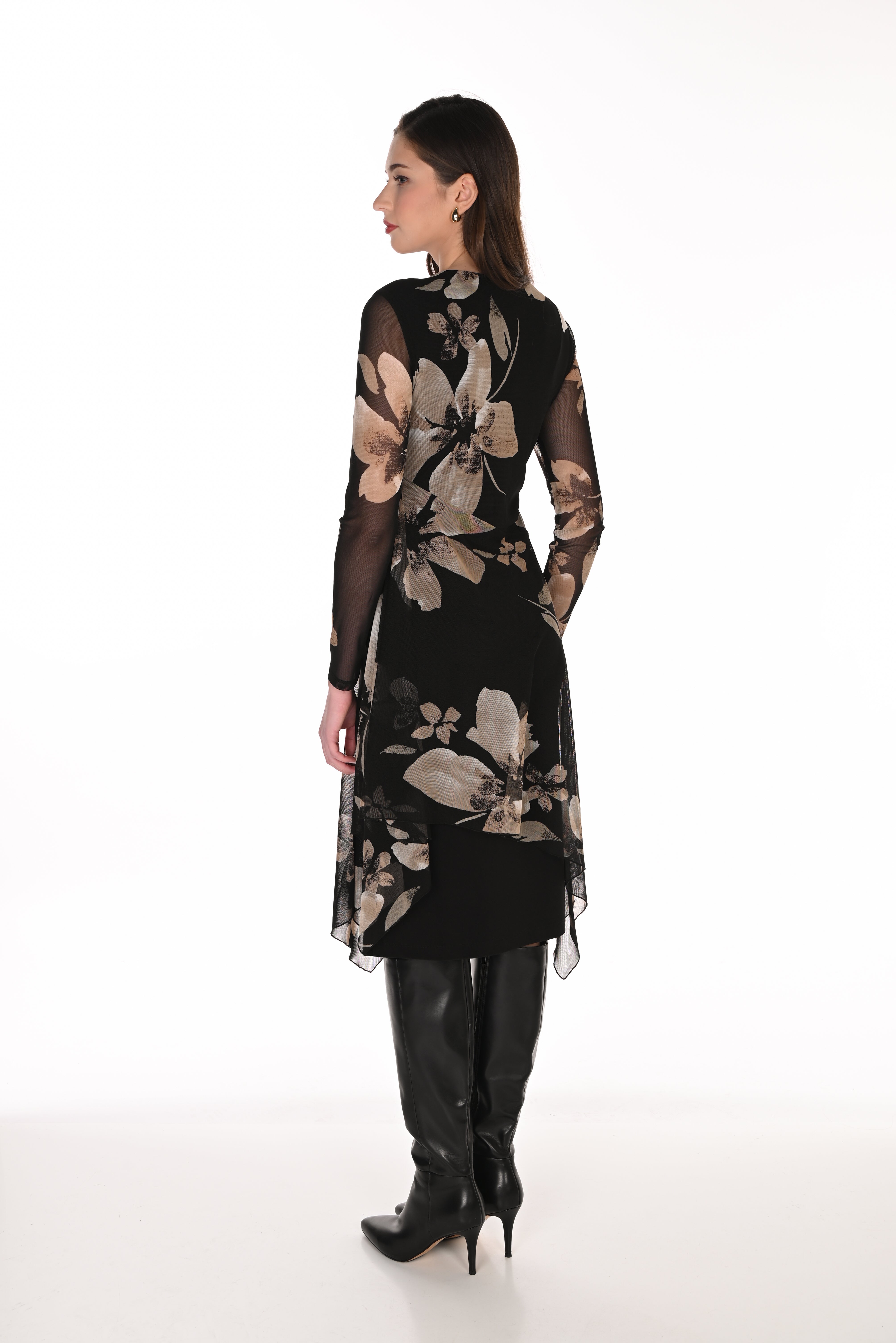 Frank Lyman Dress With Floral Chiffon Overlay - Style 263440
