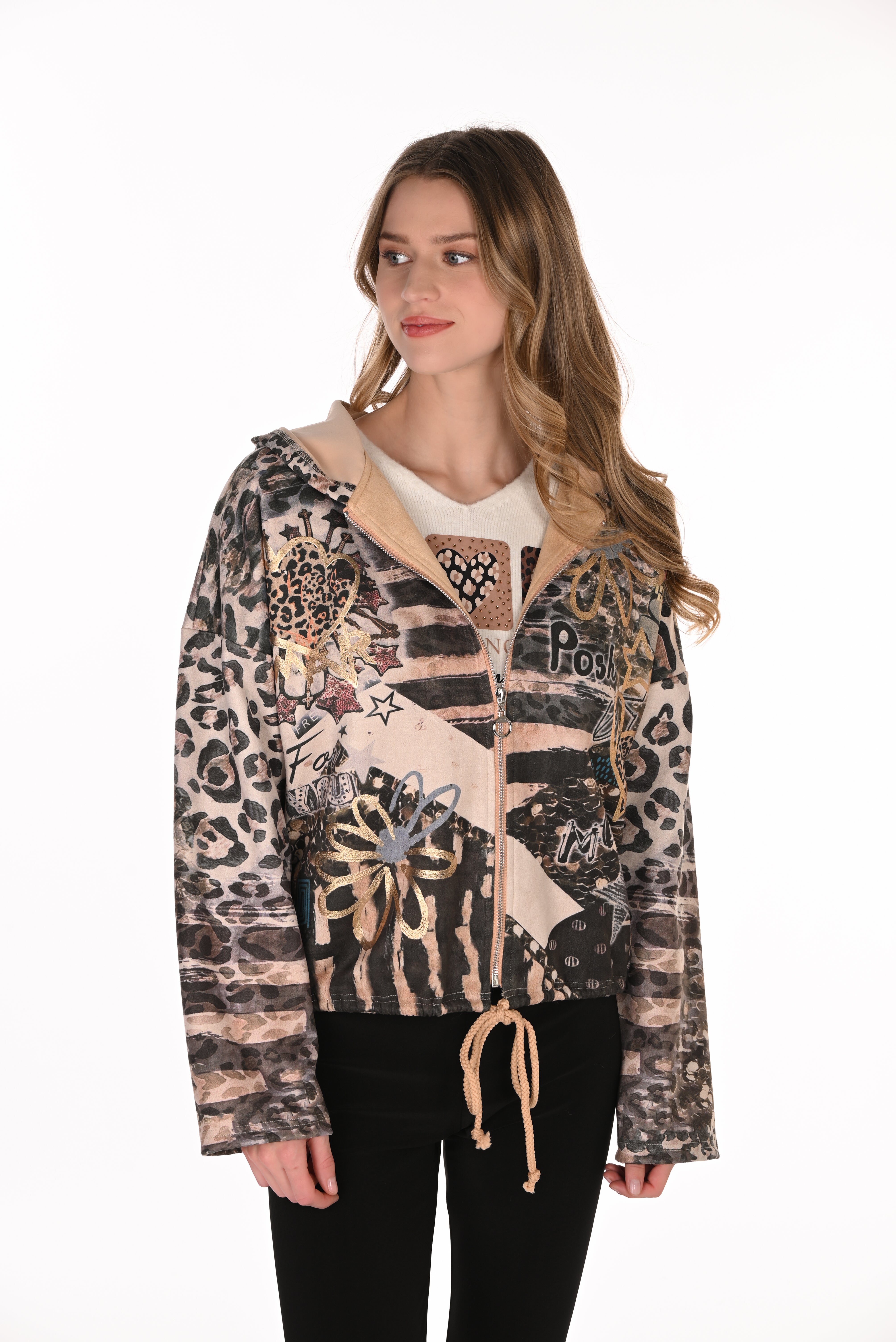 Animal Print Hooded Jacket