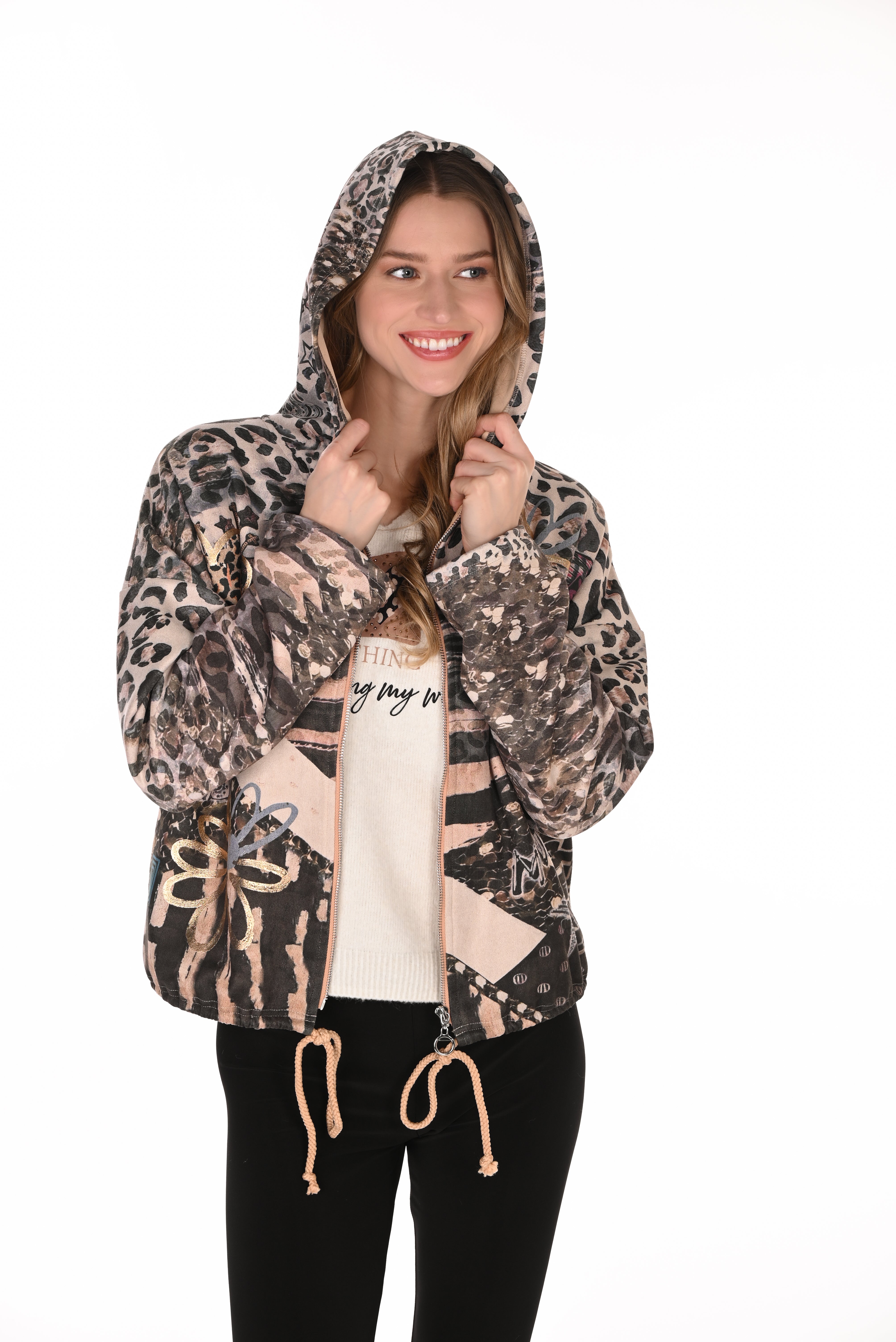Animal Print Hooded Jacket
