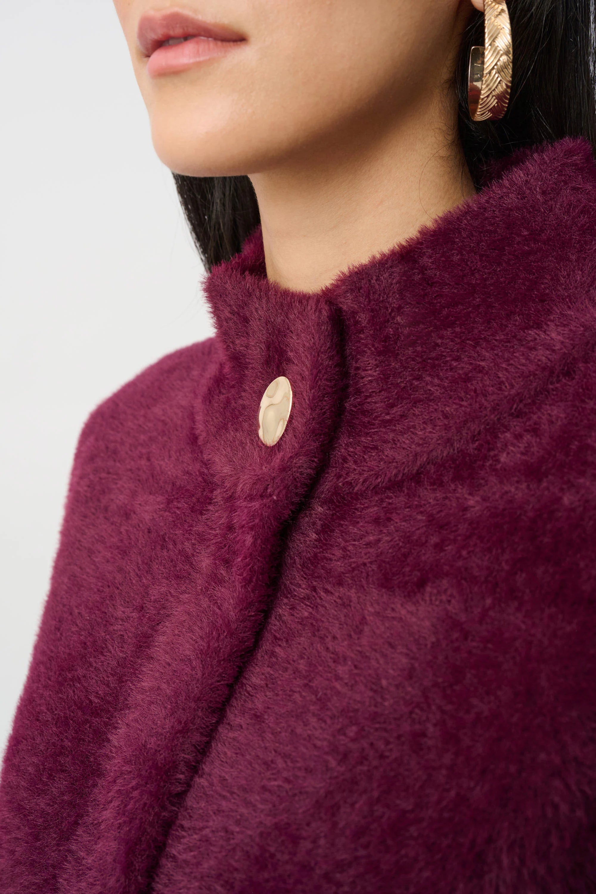 Feather Yarn Mock-Neck Coat