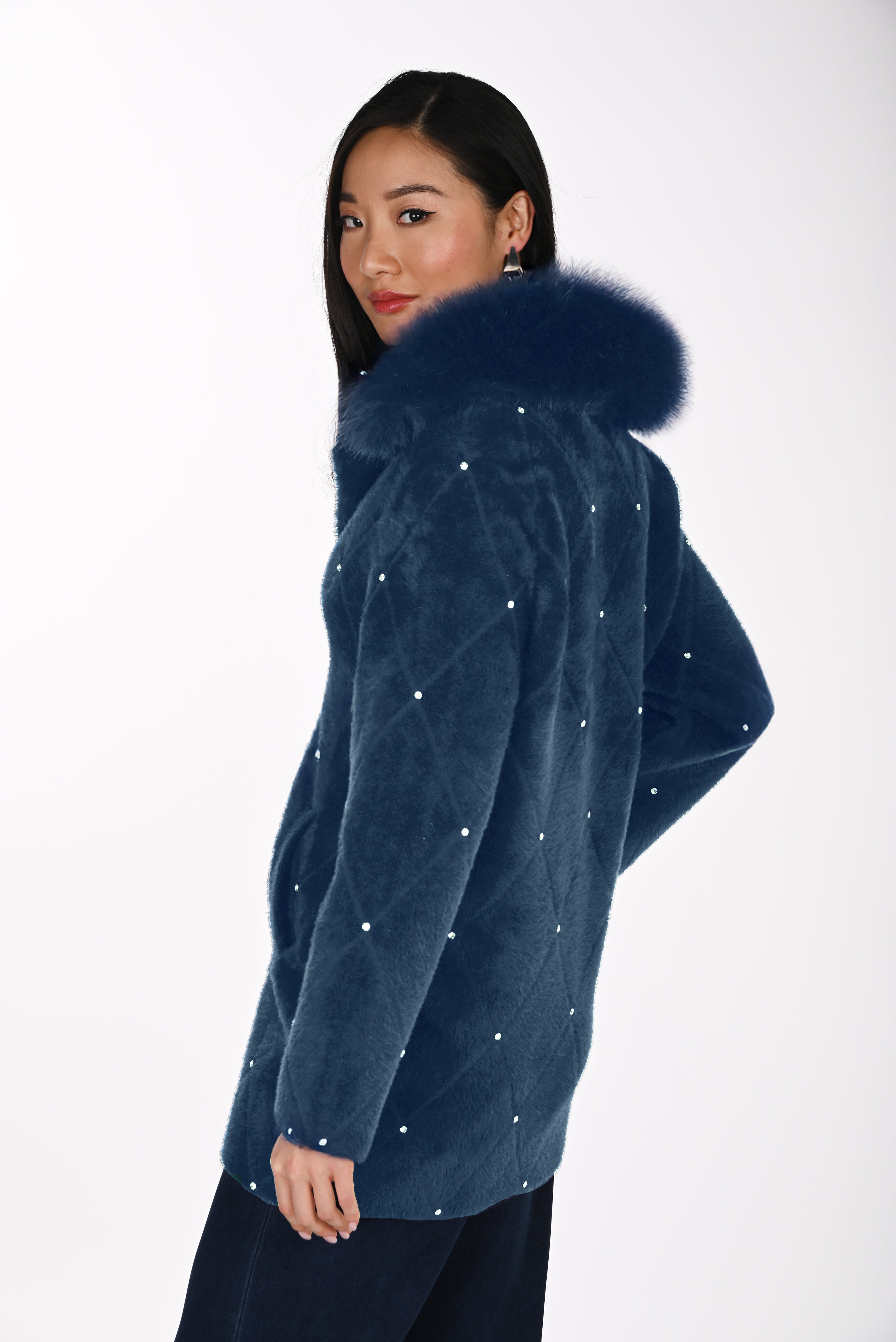 Frank Lyman Faux Fur Chevron Jacket - Style 264833