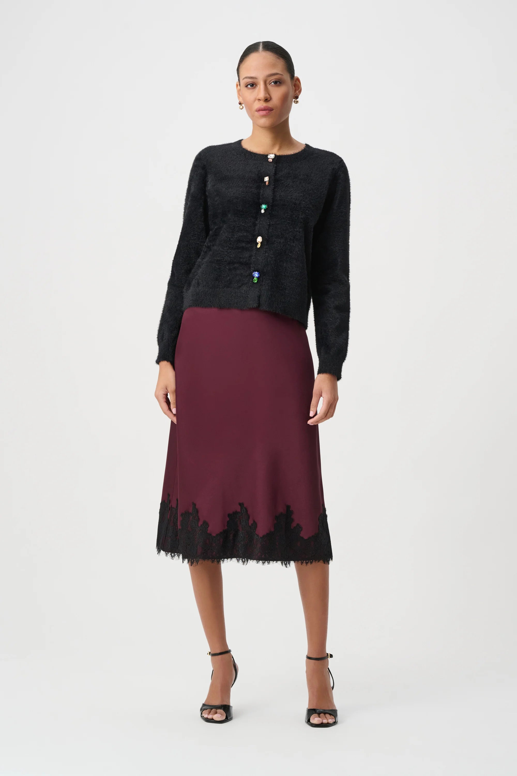 Joseph Ribkoff Bejeweled Crewneck Cardigan - Style 264924