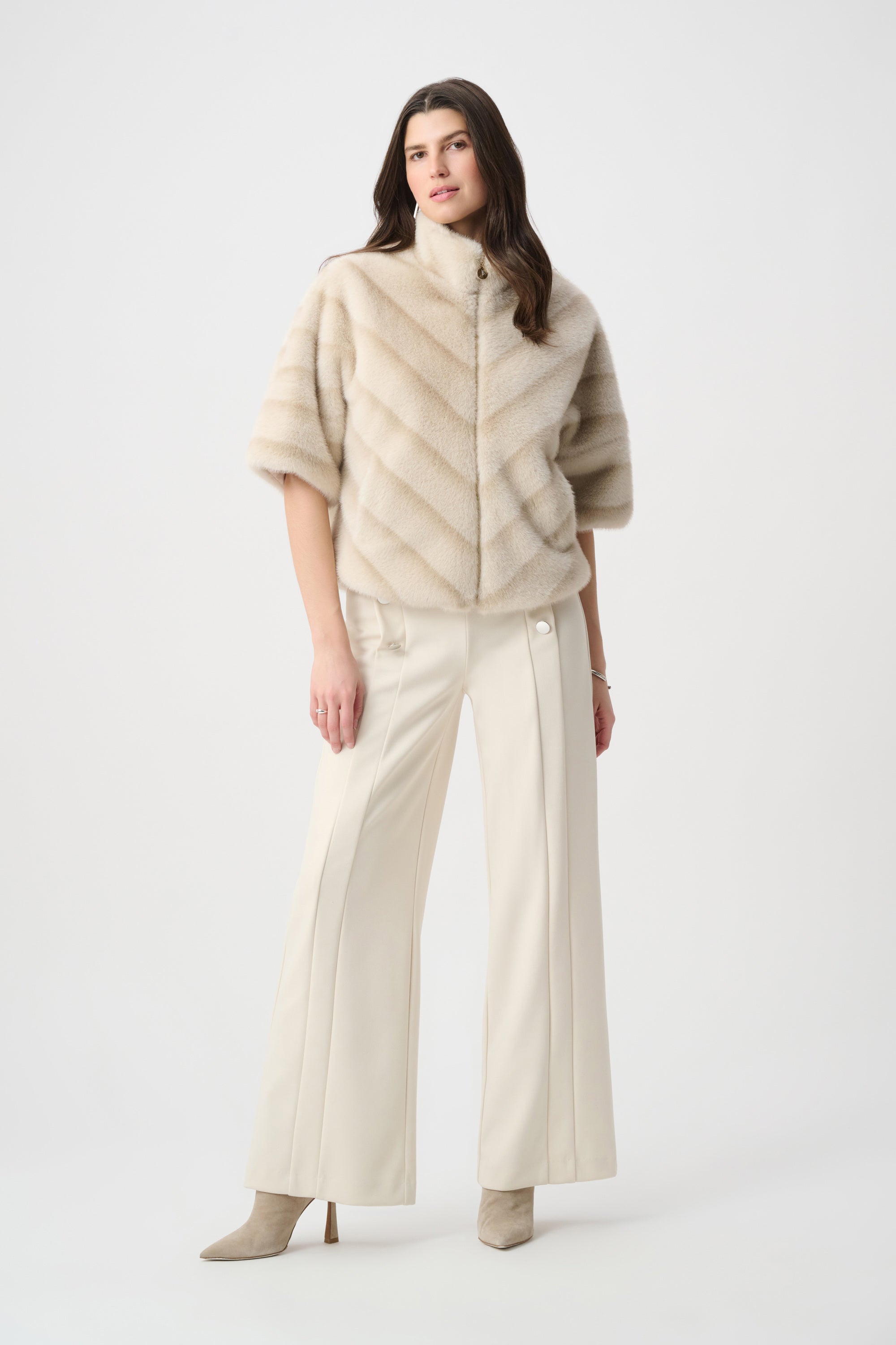 Joseph Ribkoff Chevron Faux Fur Jacket - Style 264946