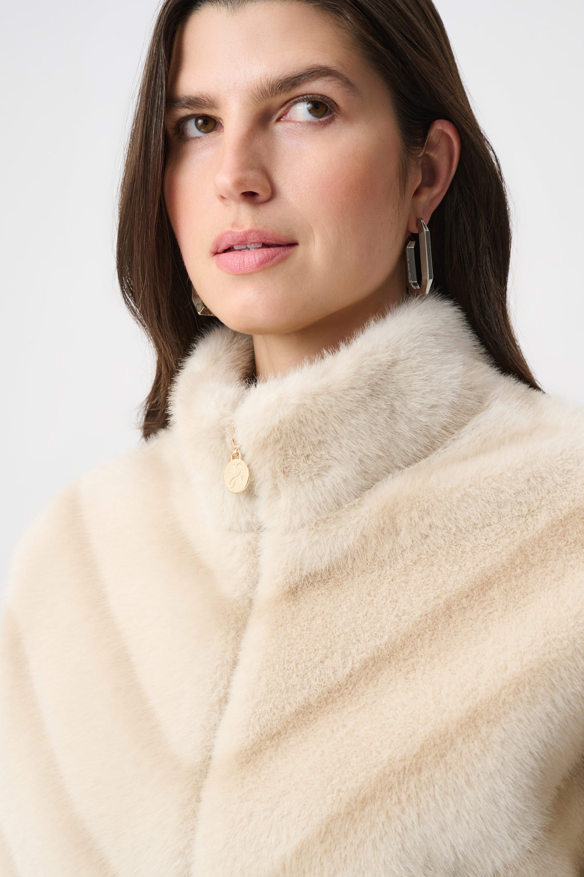 Joseph Ribkoff Chevron Faux Fur Jacket - Style 264946