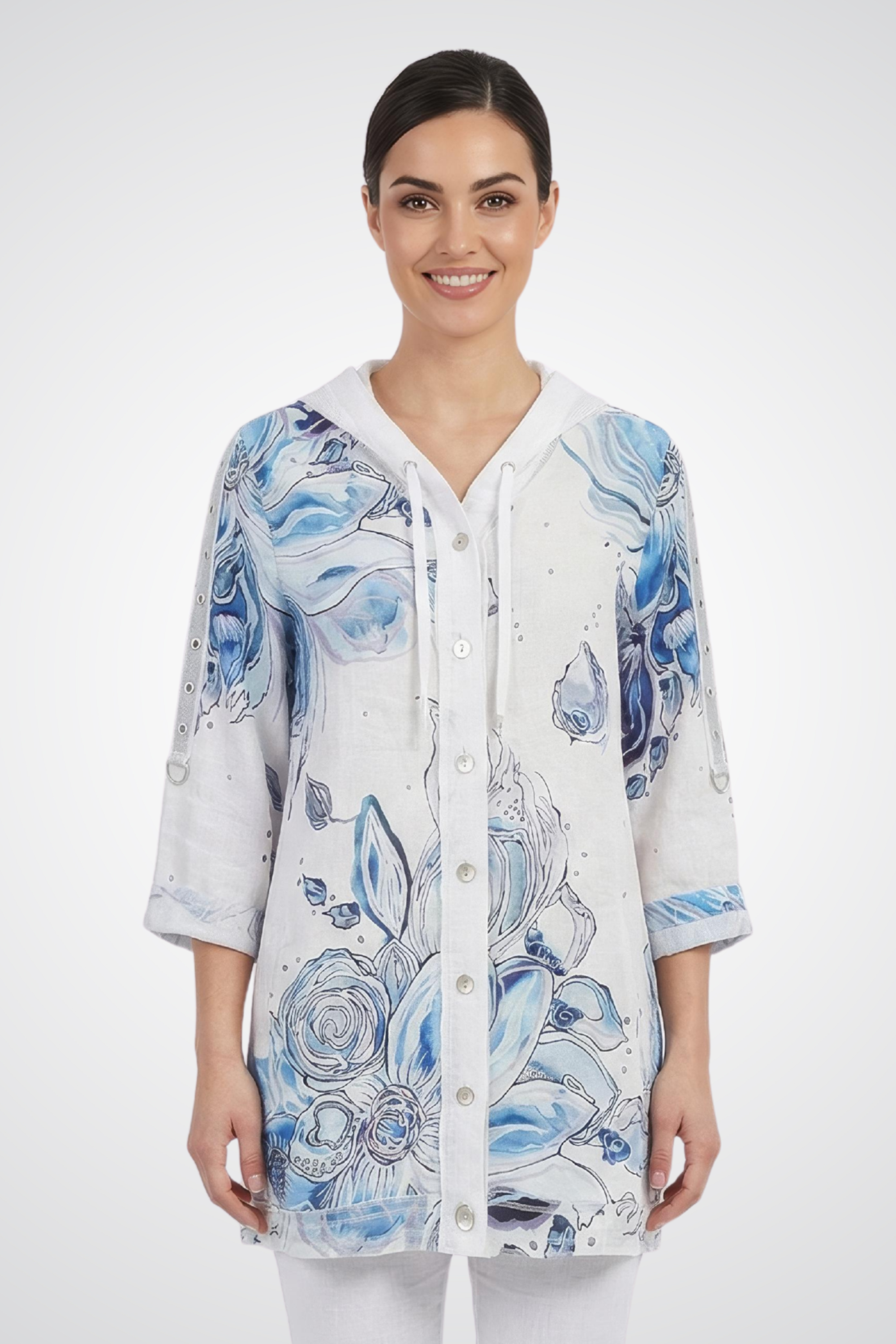 Button-Front Multicolor Jacket