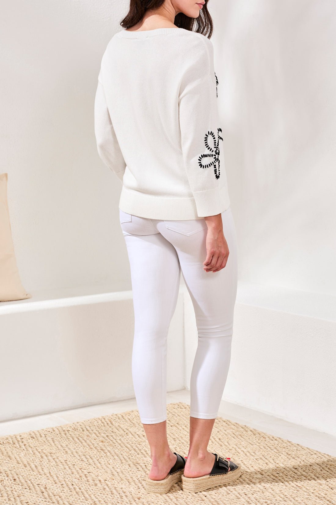 Embroidered Three-Quarter Sweater