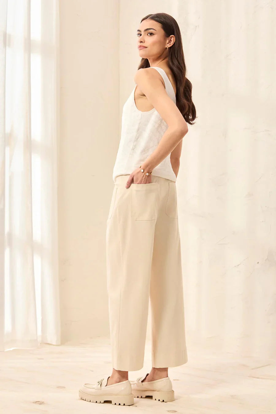 Wide-Leg Pull-On Ankle Pants