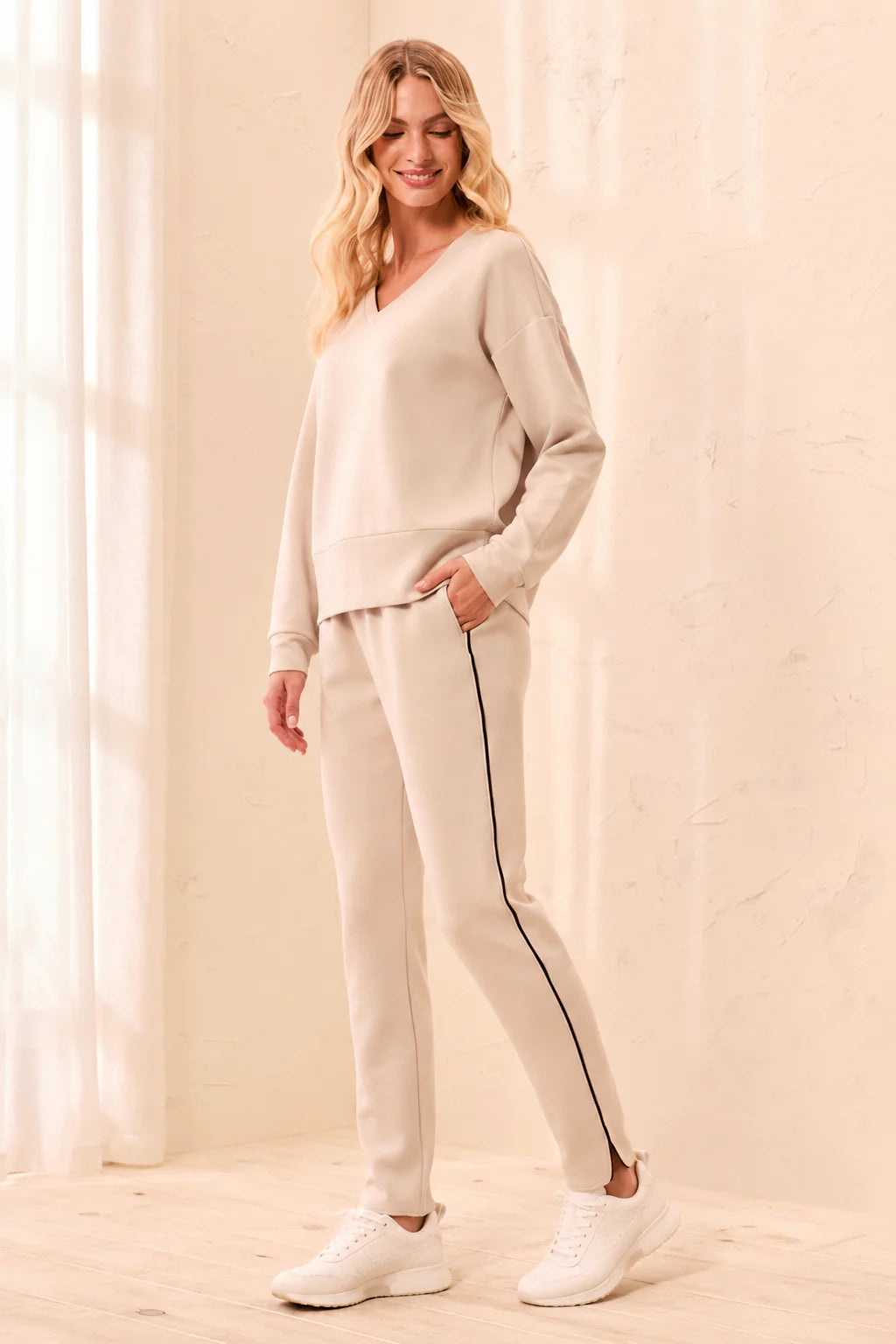 Tribal Jogger Pants With Contrast Piping - Style 3147O-3390
