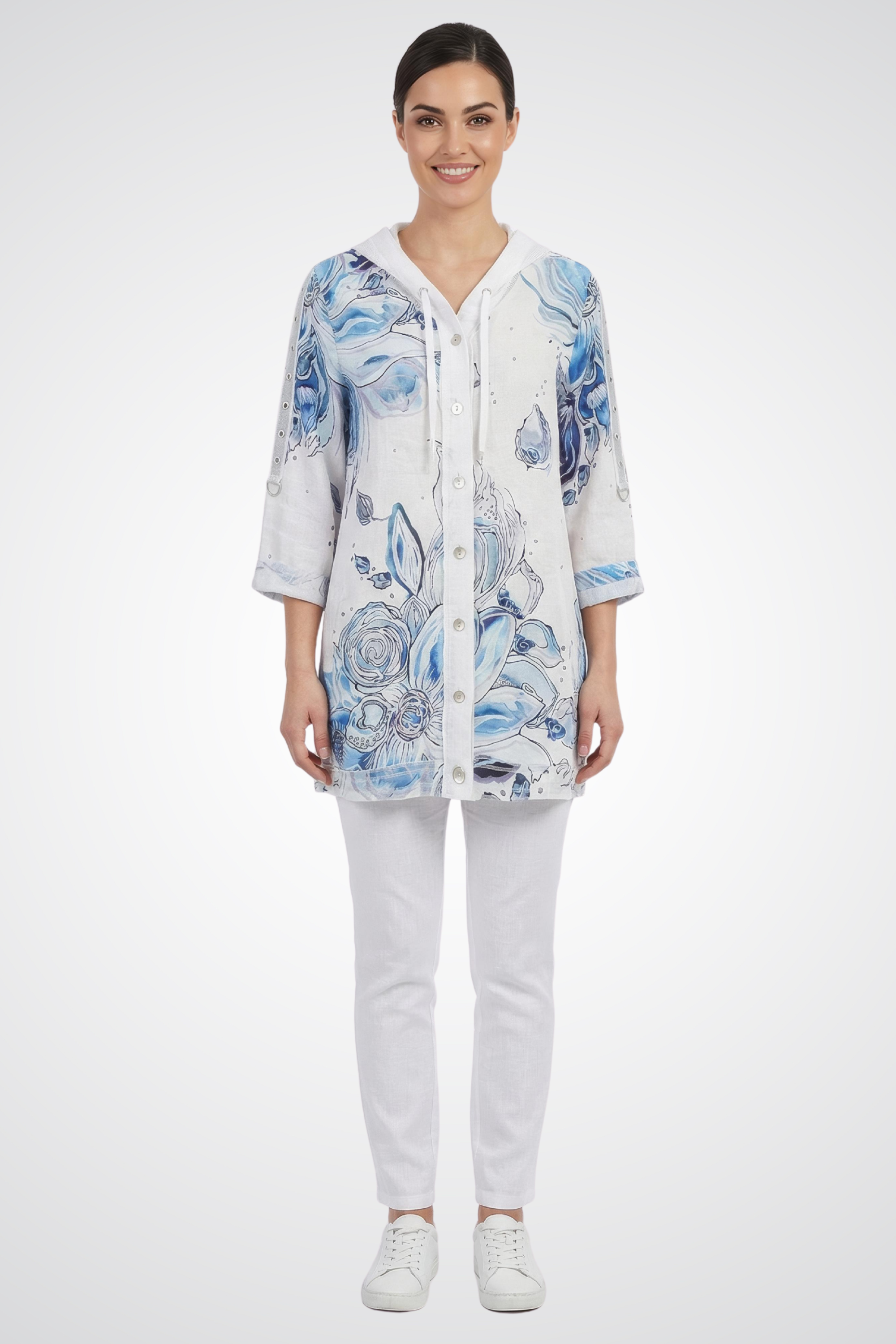 Button-Front Multicolor Jacket