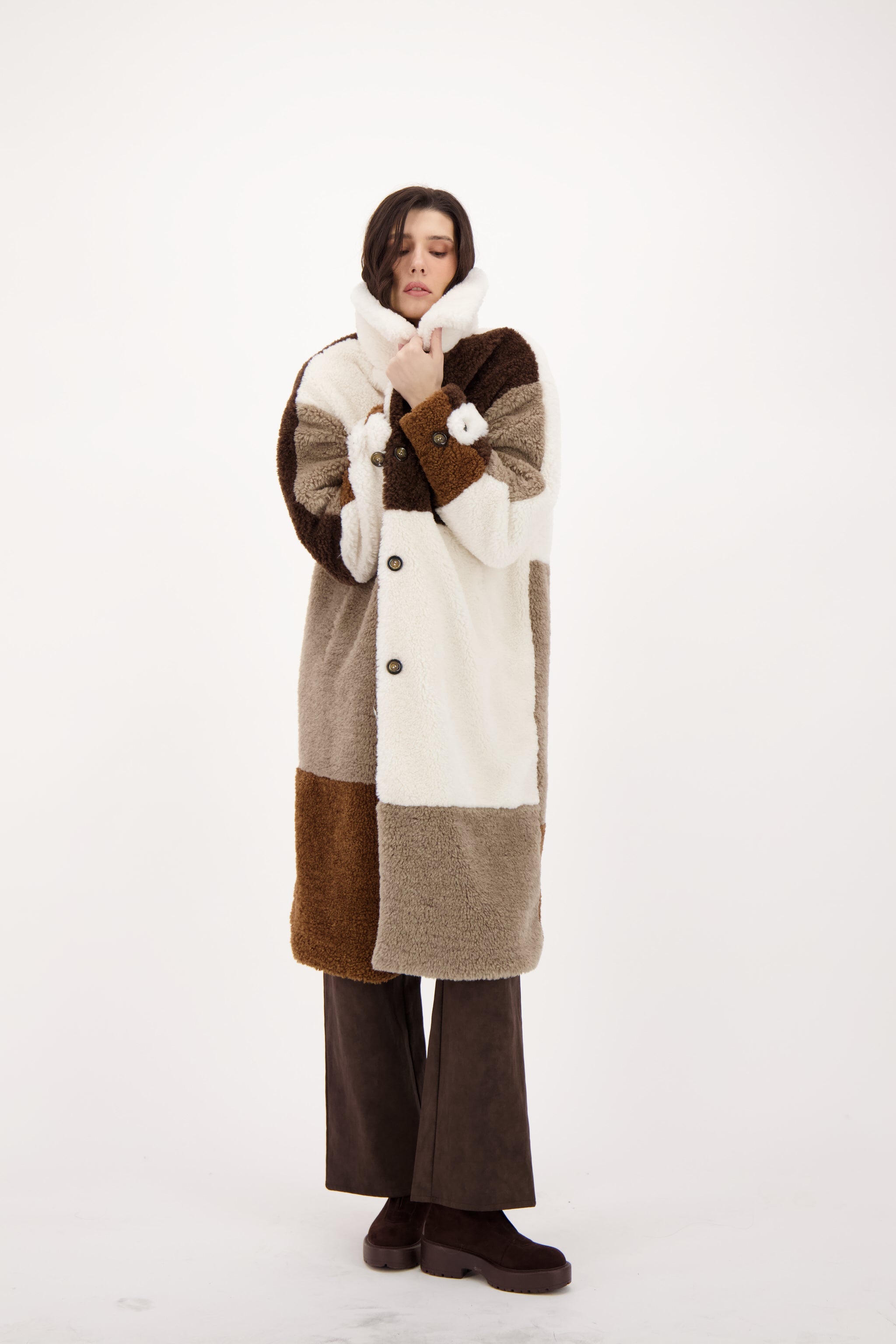 Spanner Sherpa Patchwork Coat - Style 426418T