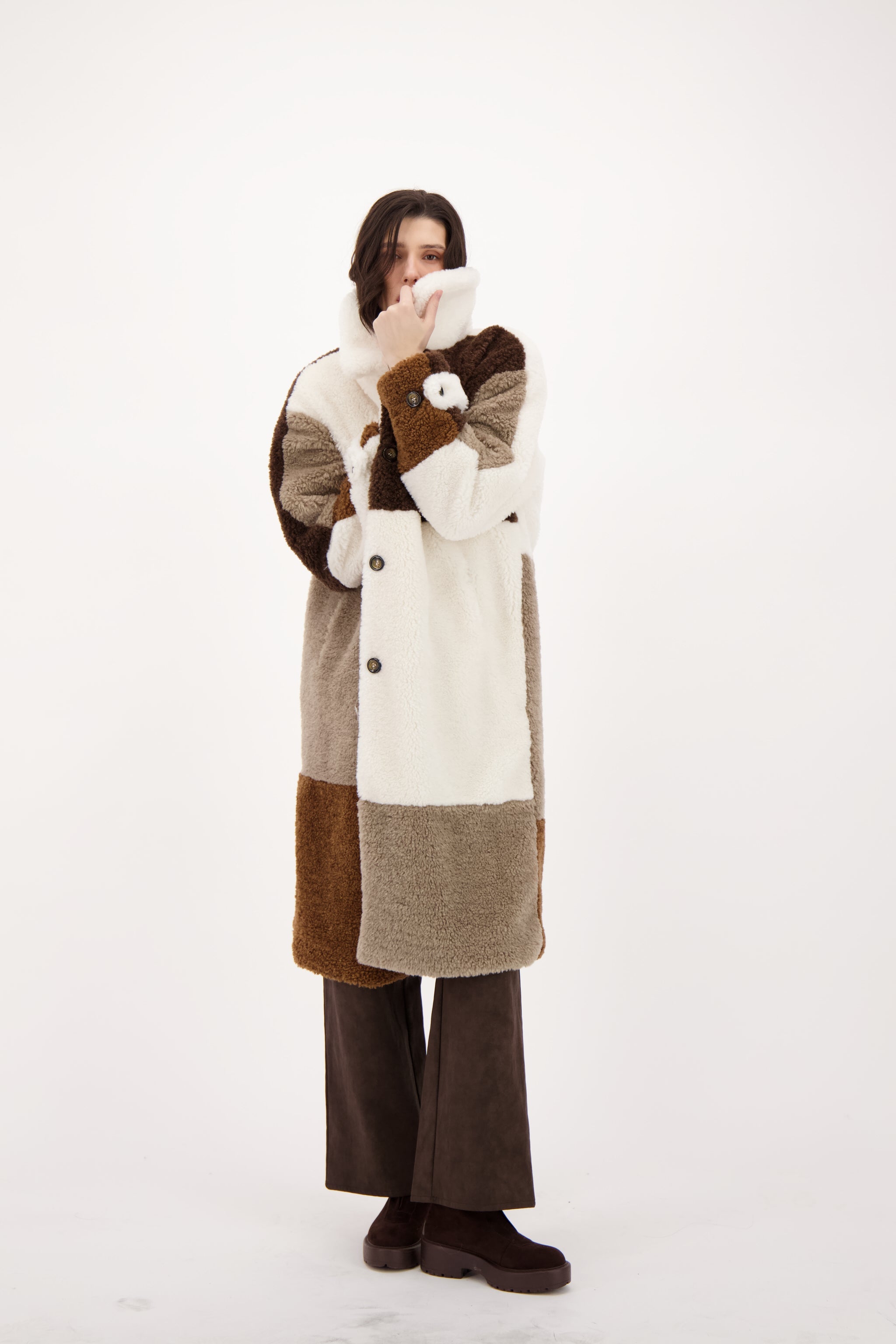 Spanner Sherpa Patchwork Coat - Style 426418T