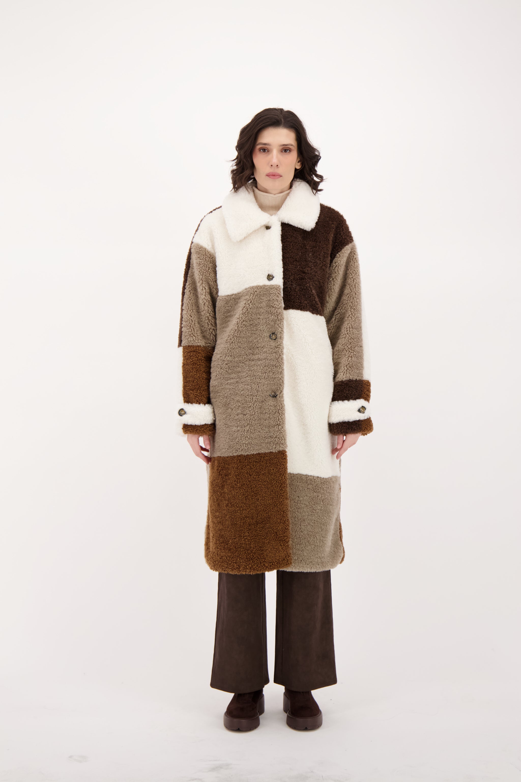 Spanner Sherpa Patchwork Coat - Style 426418T