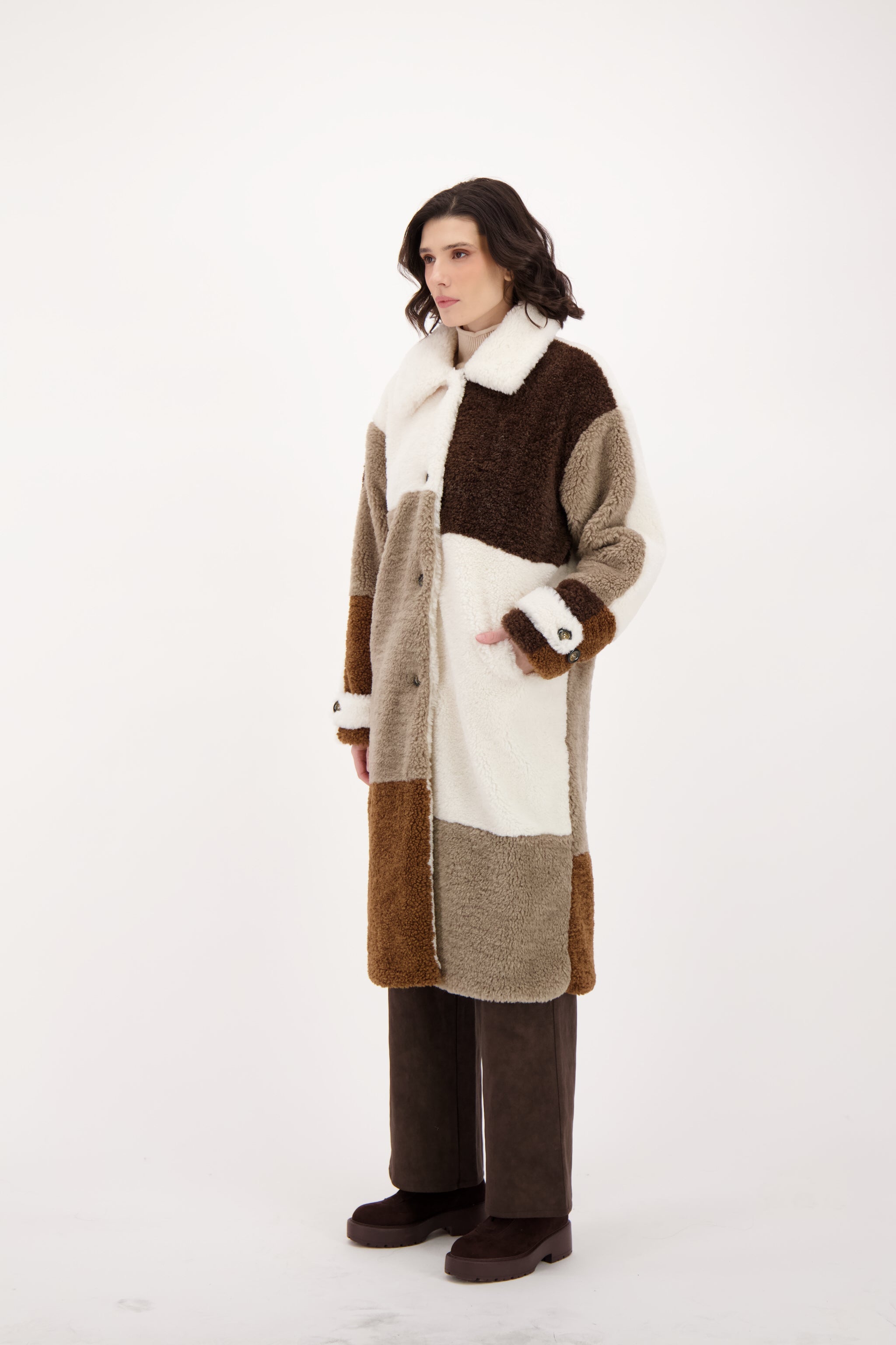 Spanner Sherpa Patchwork Coat - Style 426418T