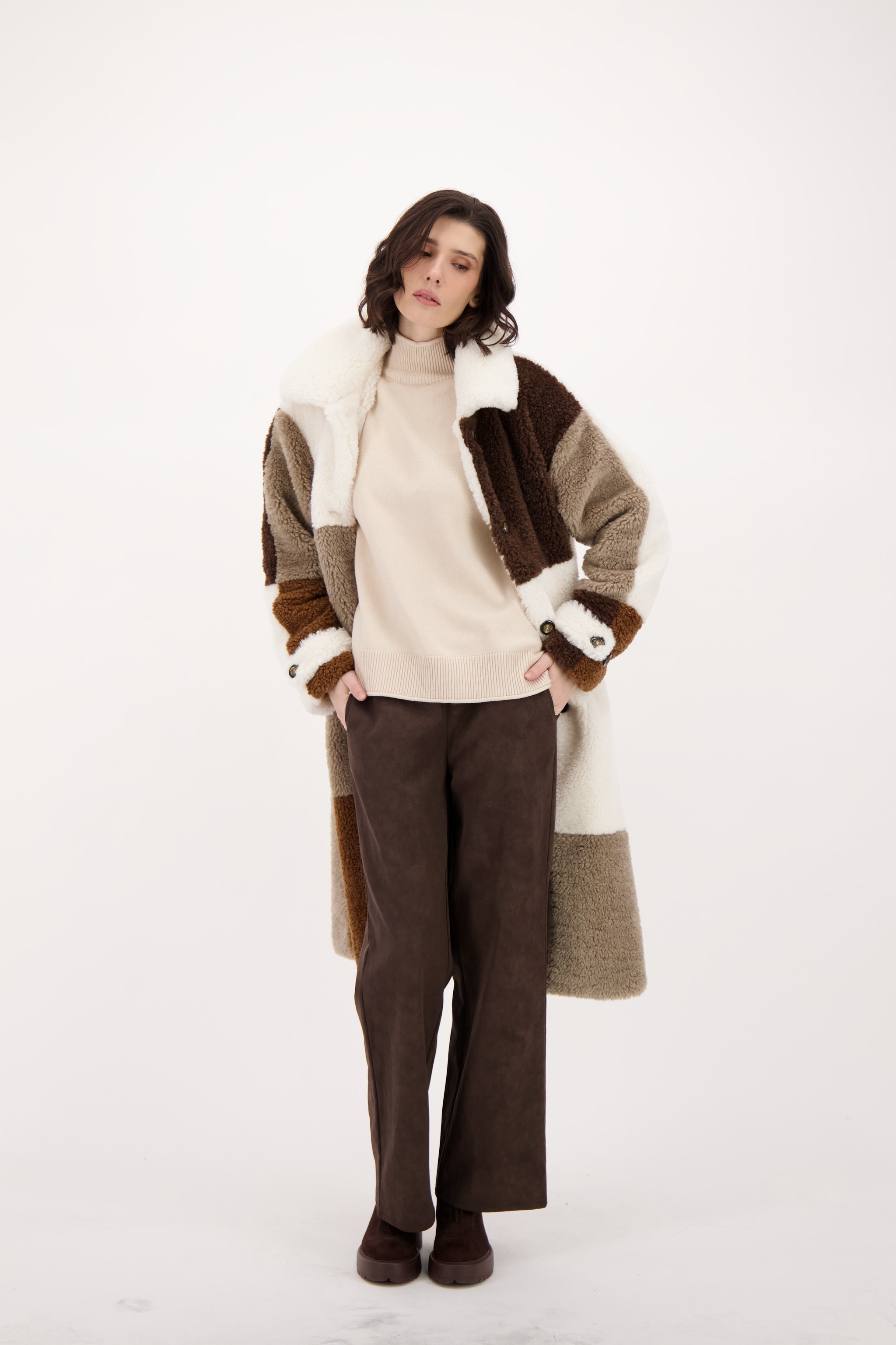Spanner Sherpa Patchwork Coat - Style 426418T