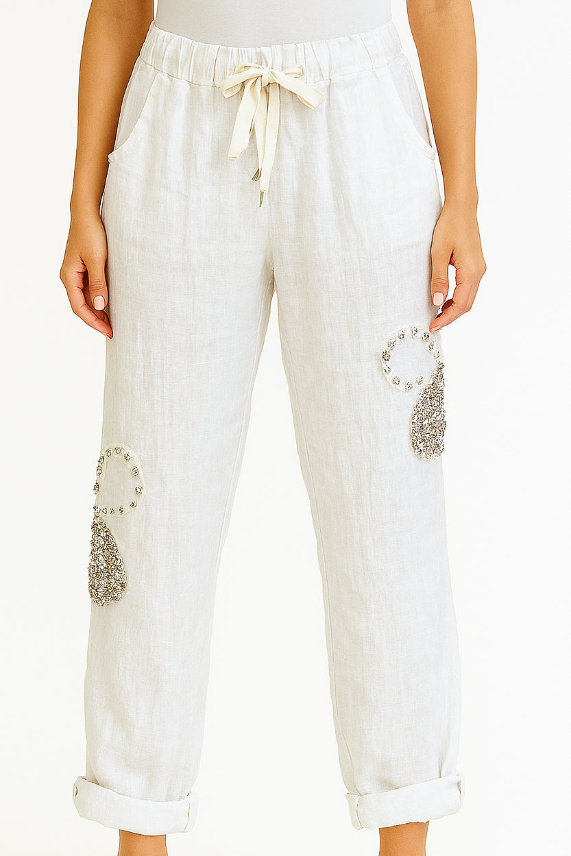 Pull-On Floral Pants