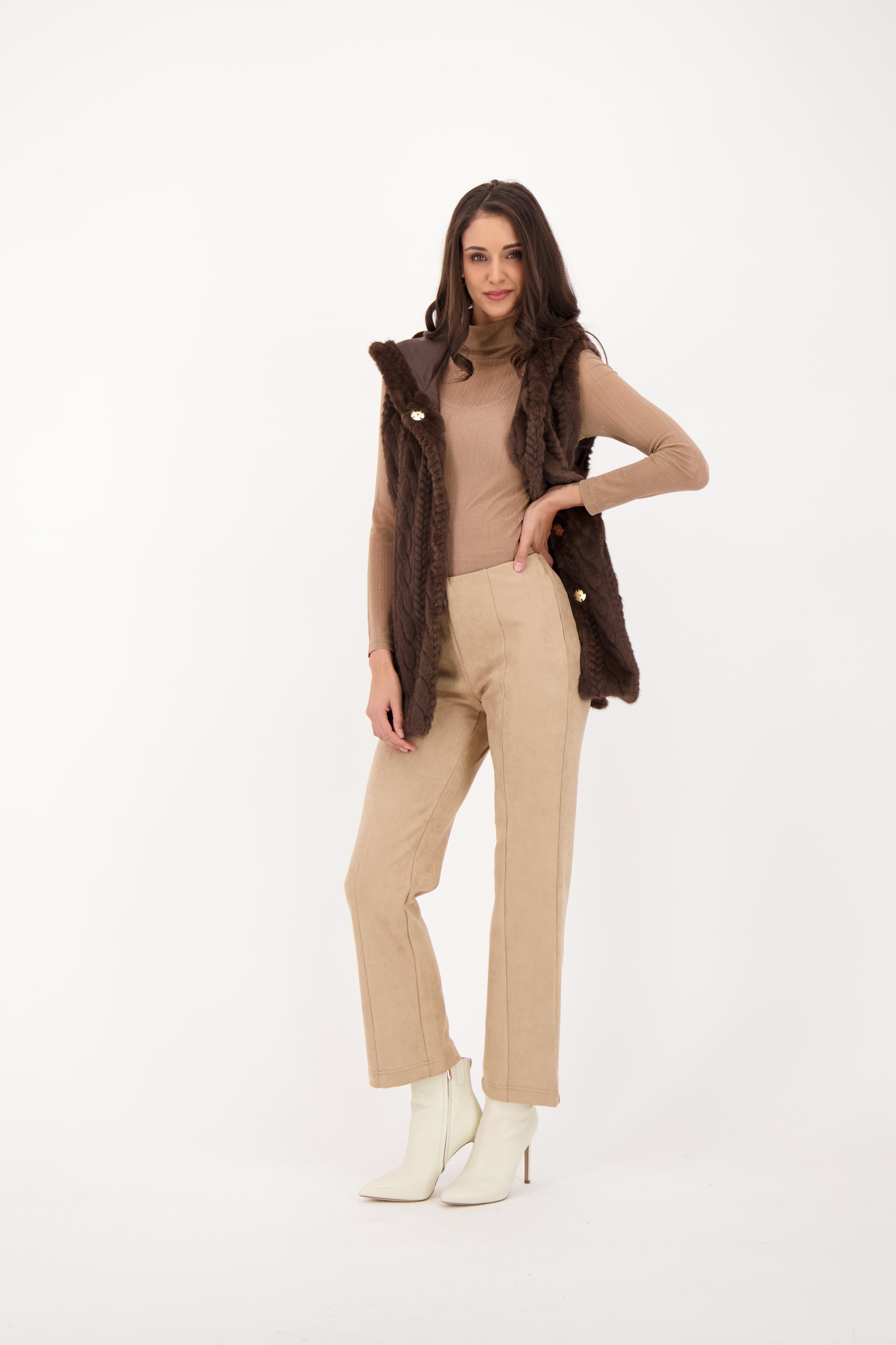 Spanner Hooded Vest With Leather Tie - Style 526815T