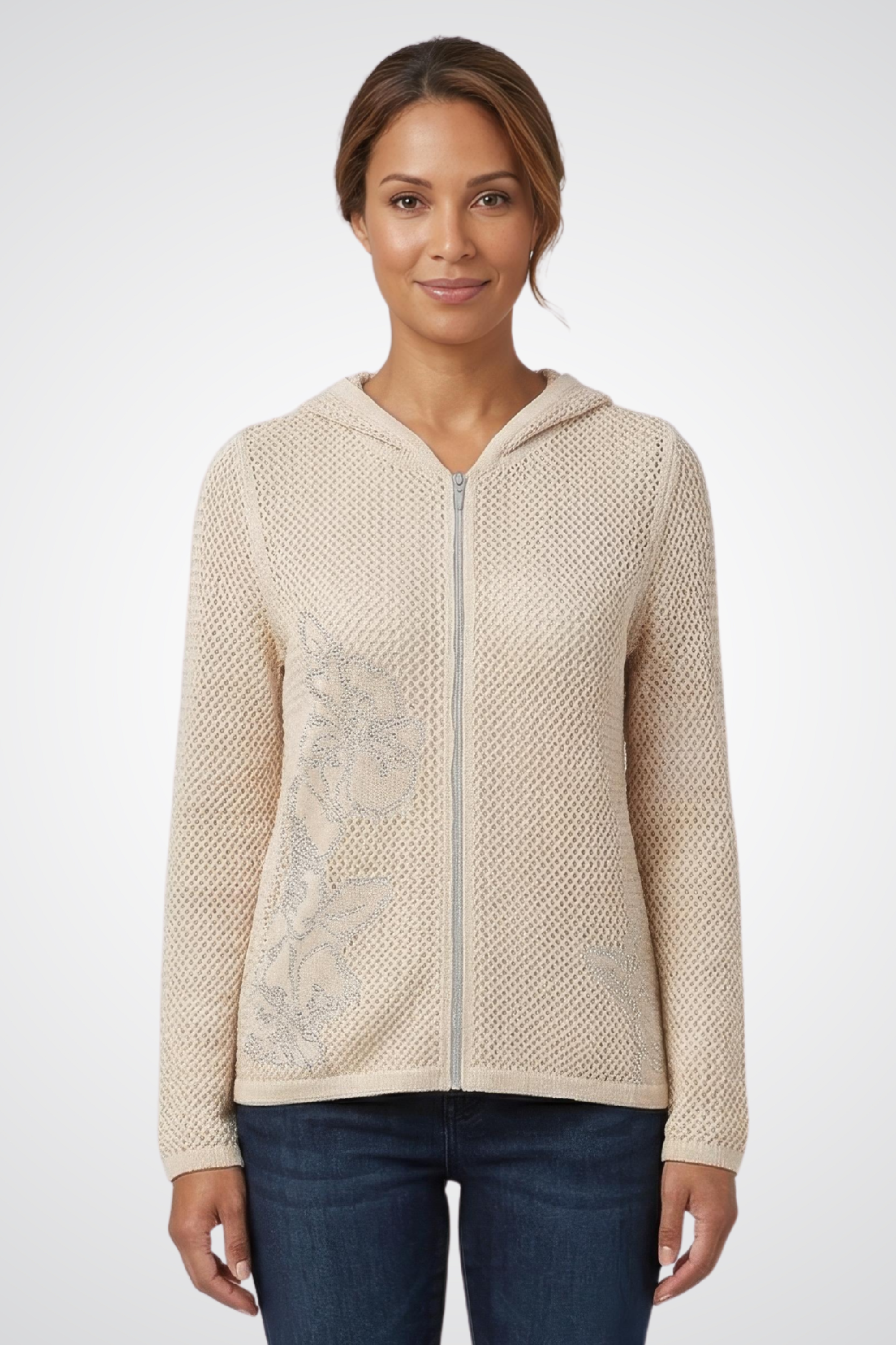 Hooded Zip-Front Top