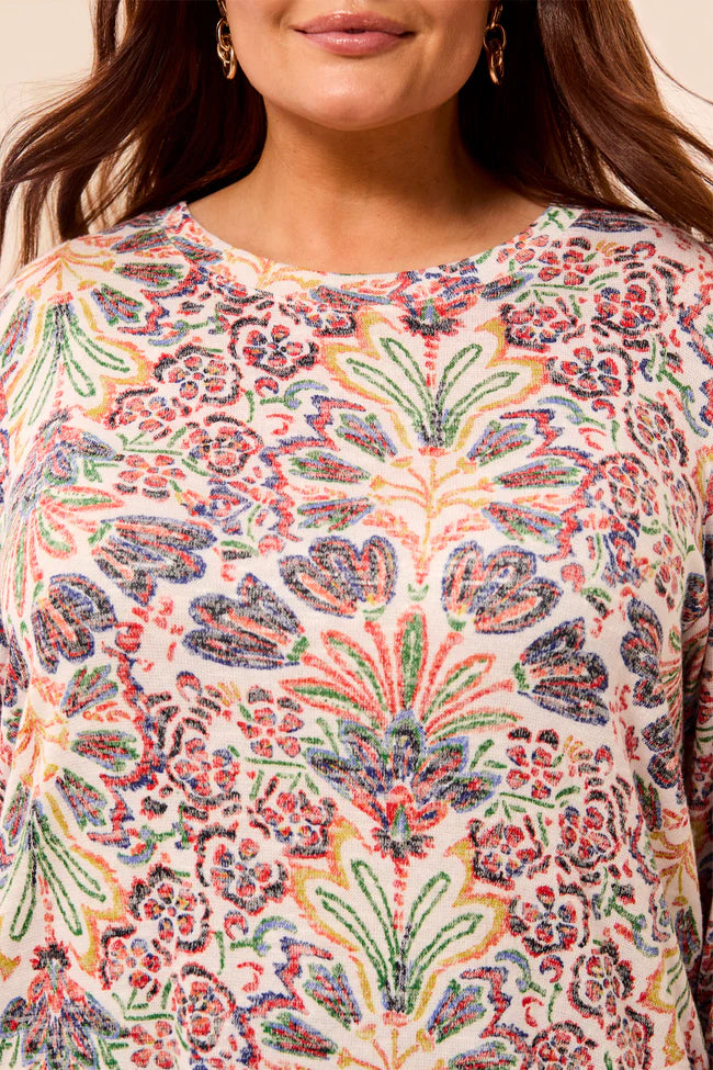 3/4 Sleeve Crew Neck Top