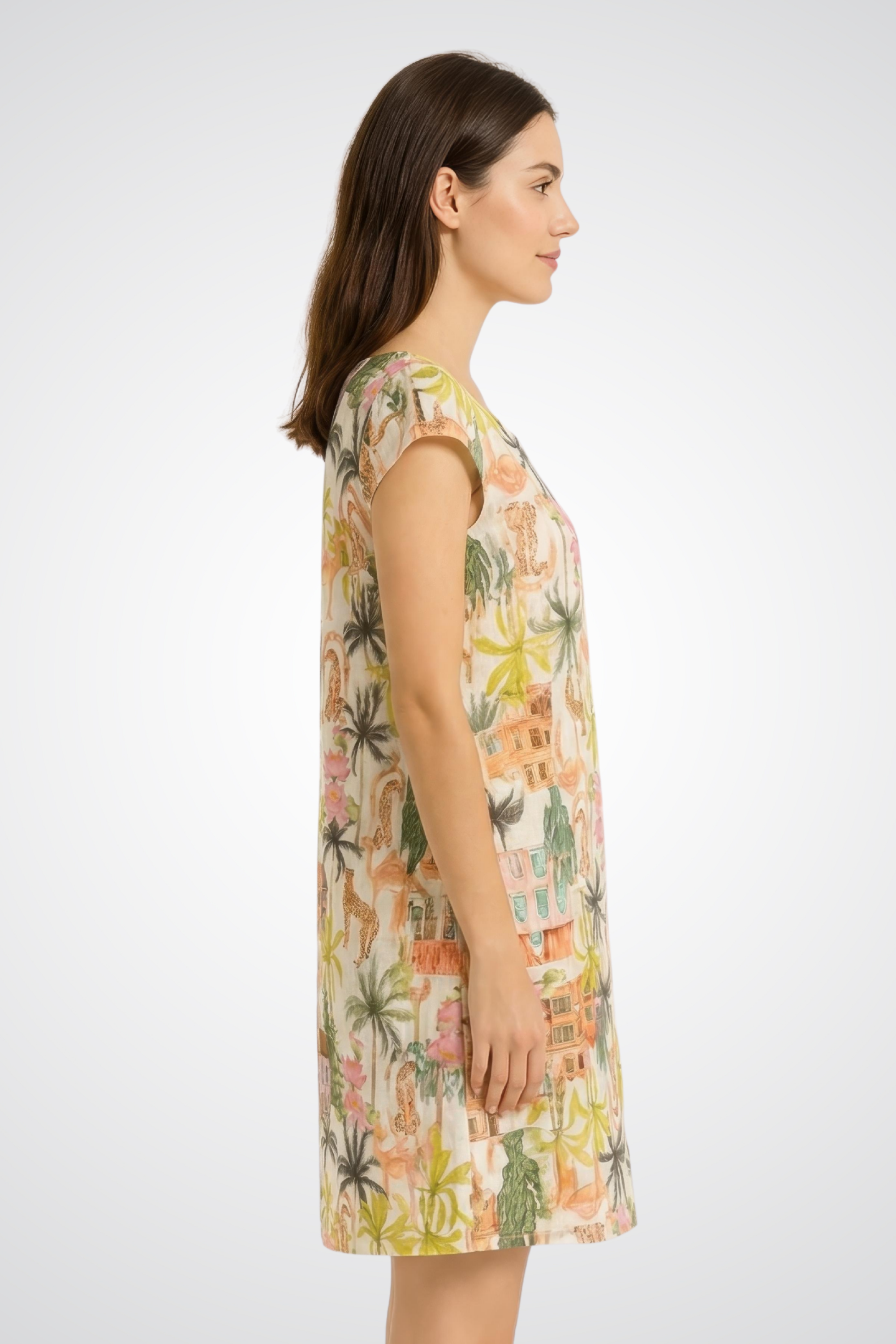 Tropical Short-Sleeve Dress