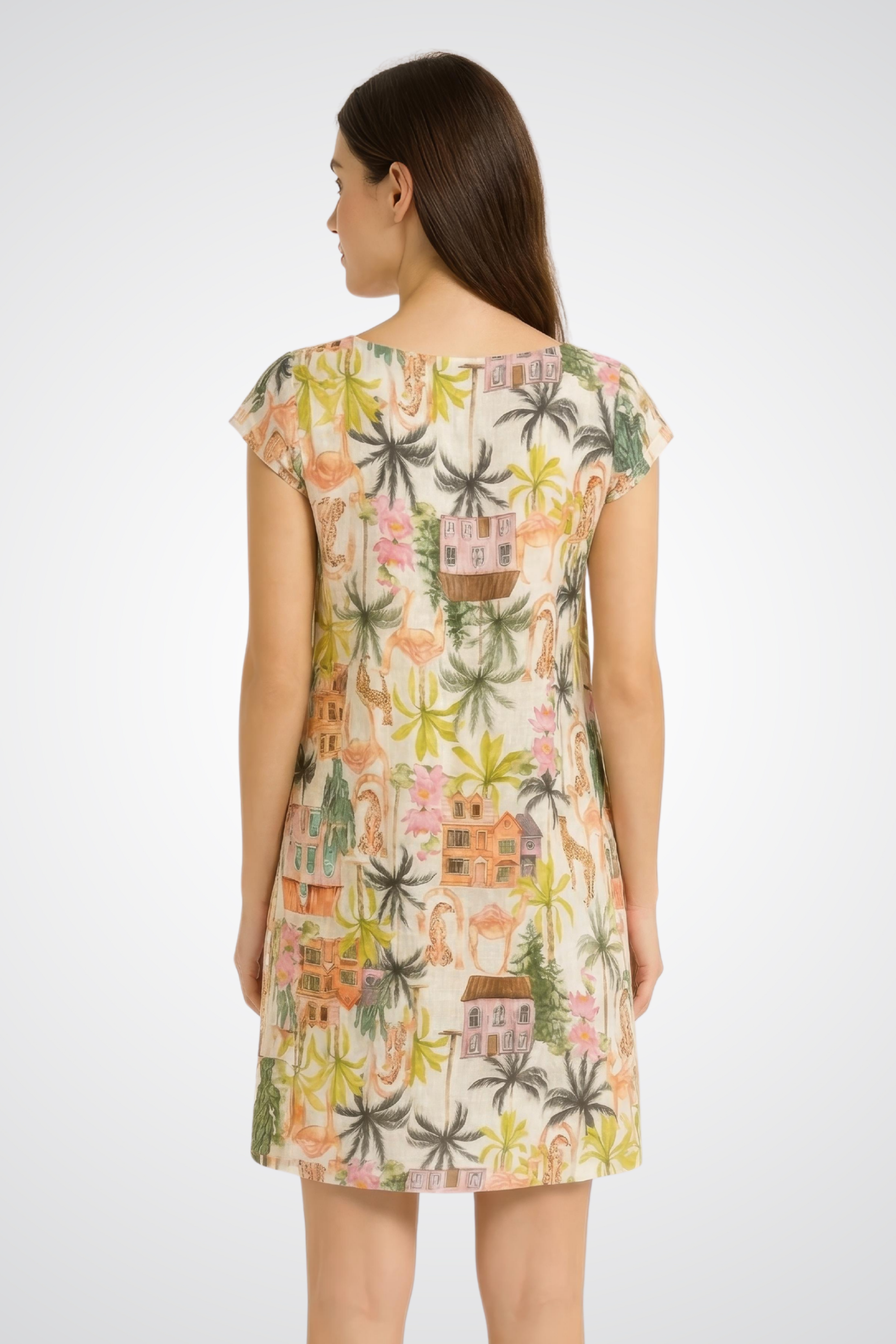 Tropical Short-Sleeve Dress