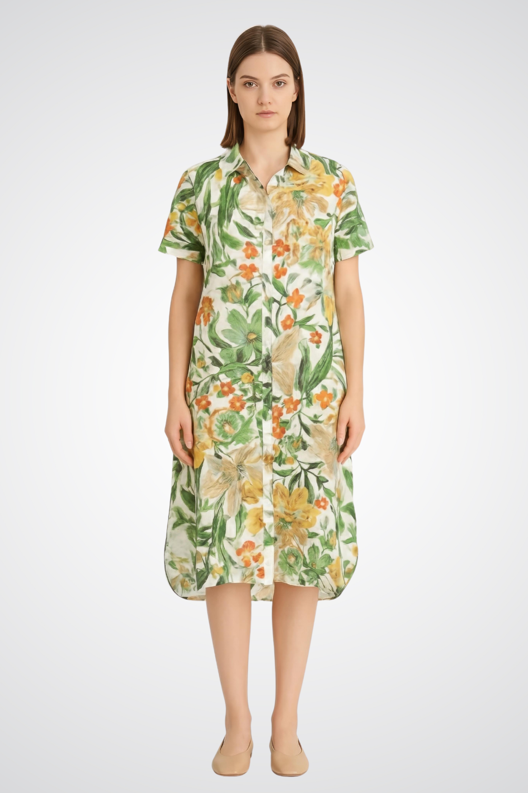 Tropical Short-Sleeve Dress