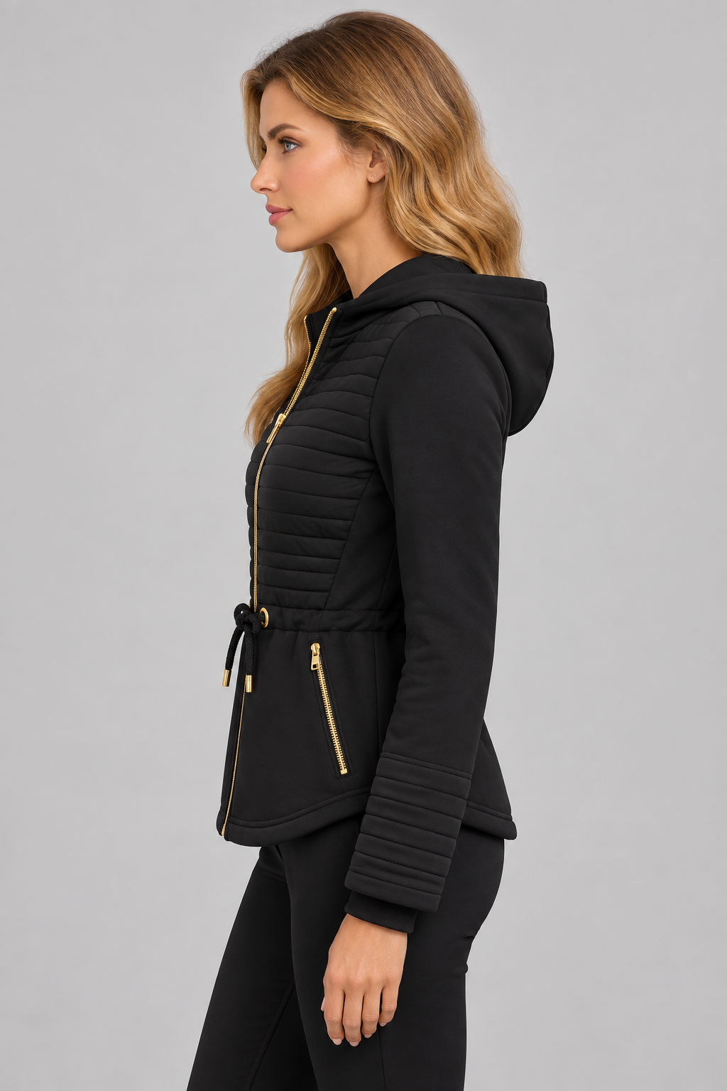Orly Quilted Jacket With Drawstring Waist - Style 262207S