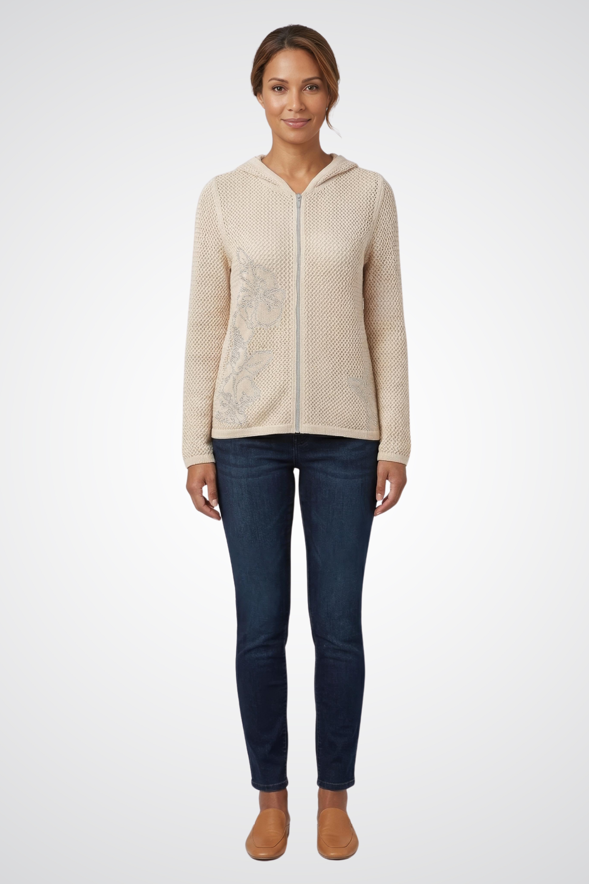Hooded Zip-Front Top