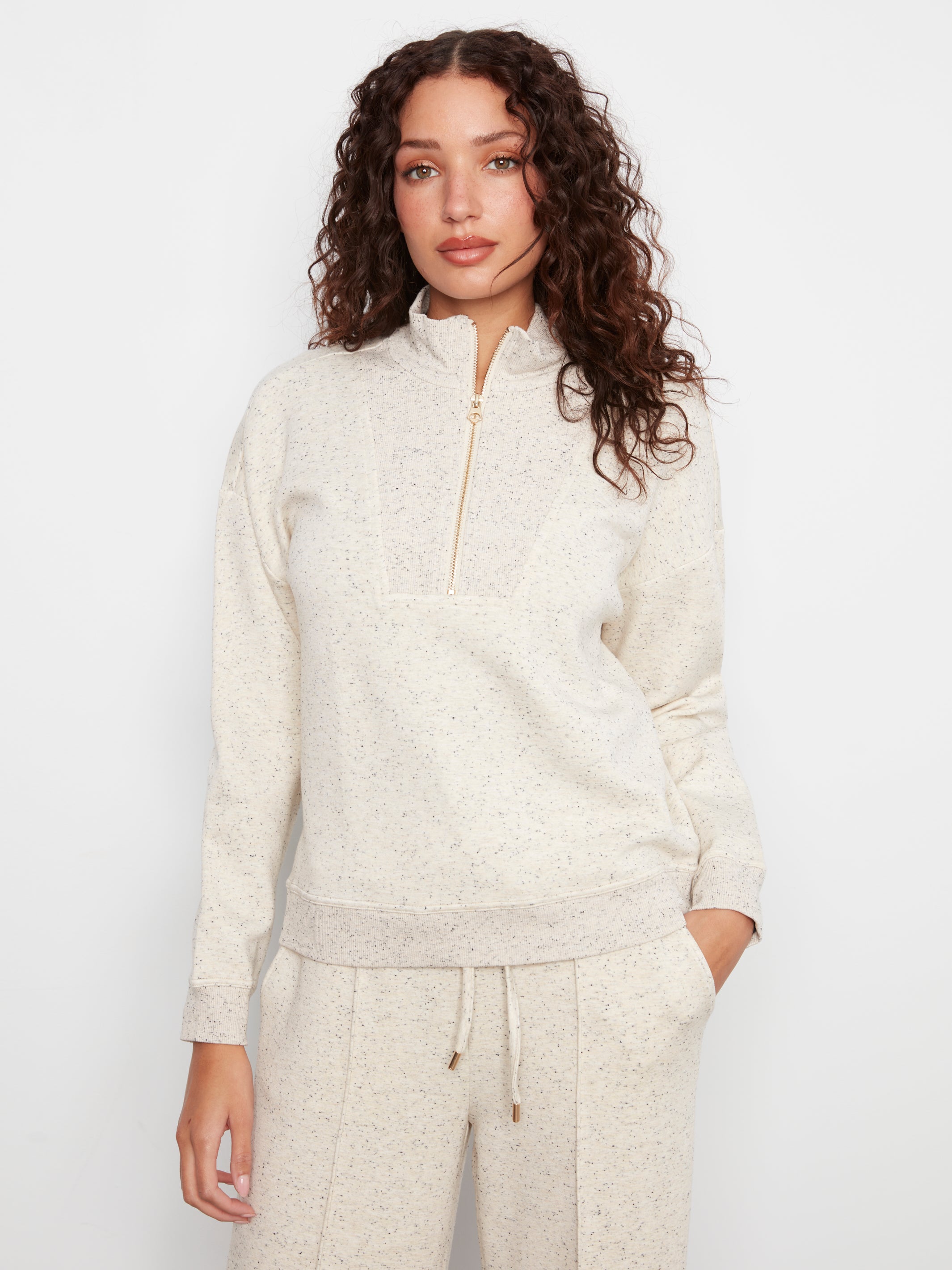 Charlie B Half-Zip Sweatshirt Top C1454-757C | Modella Canada