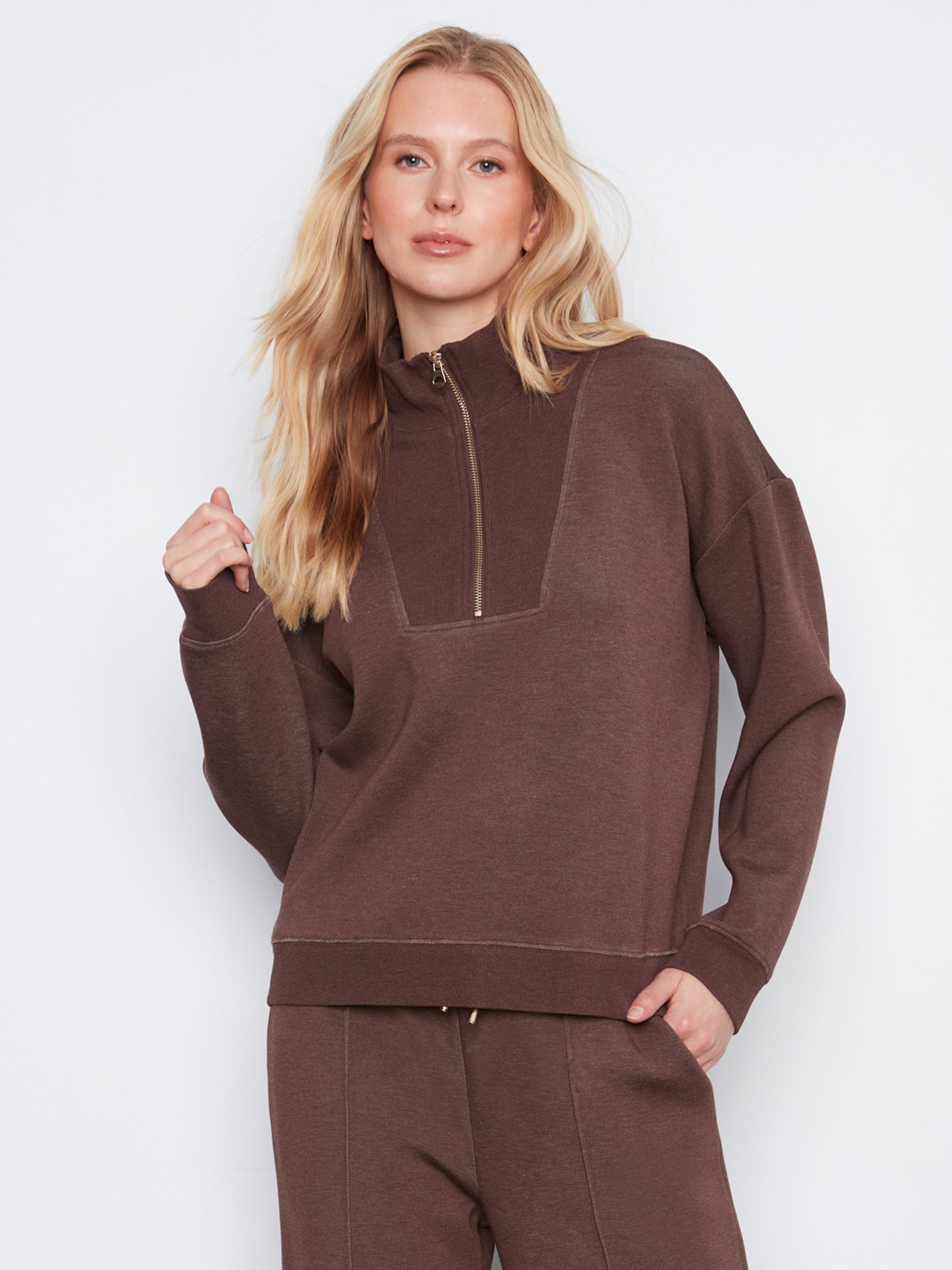 Half-Zip High Collar Sweatshirt
