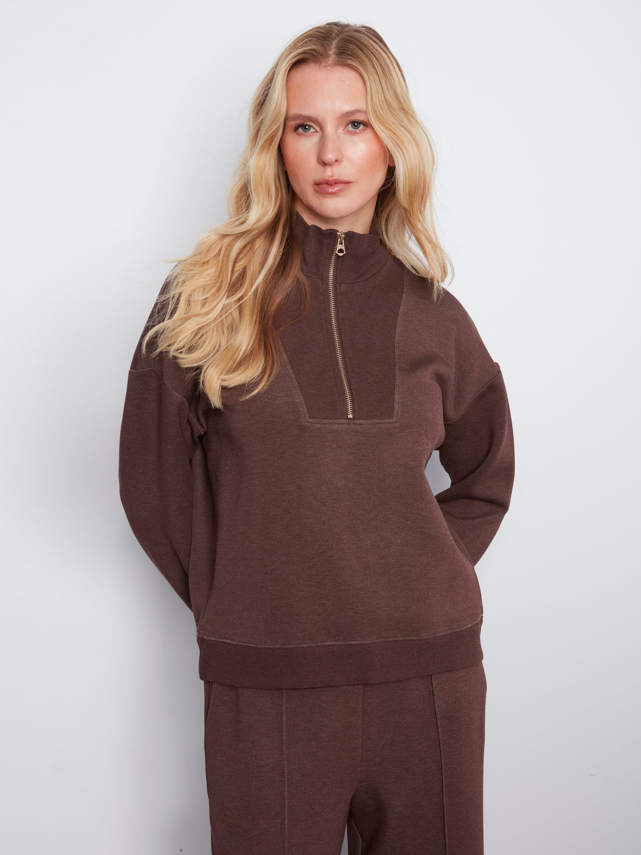 Half-Zip High Collar Sweatshirt