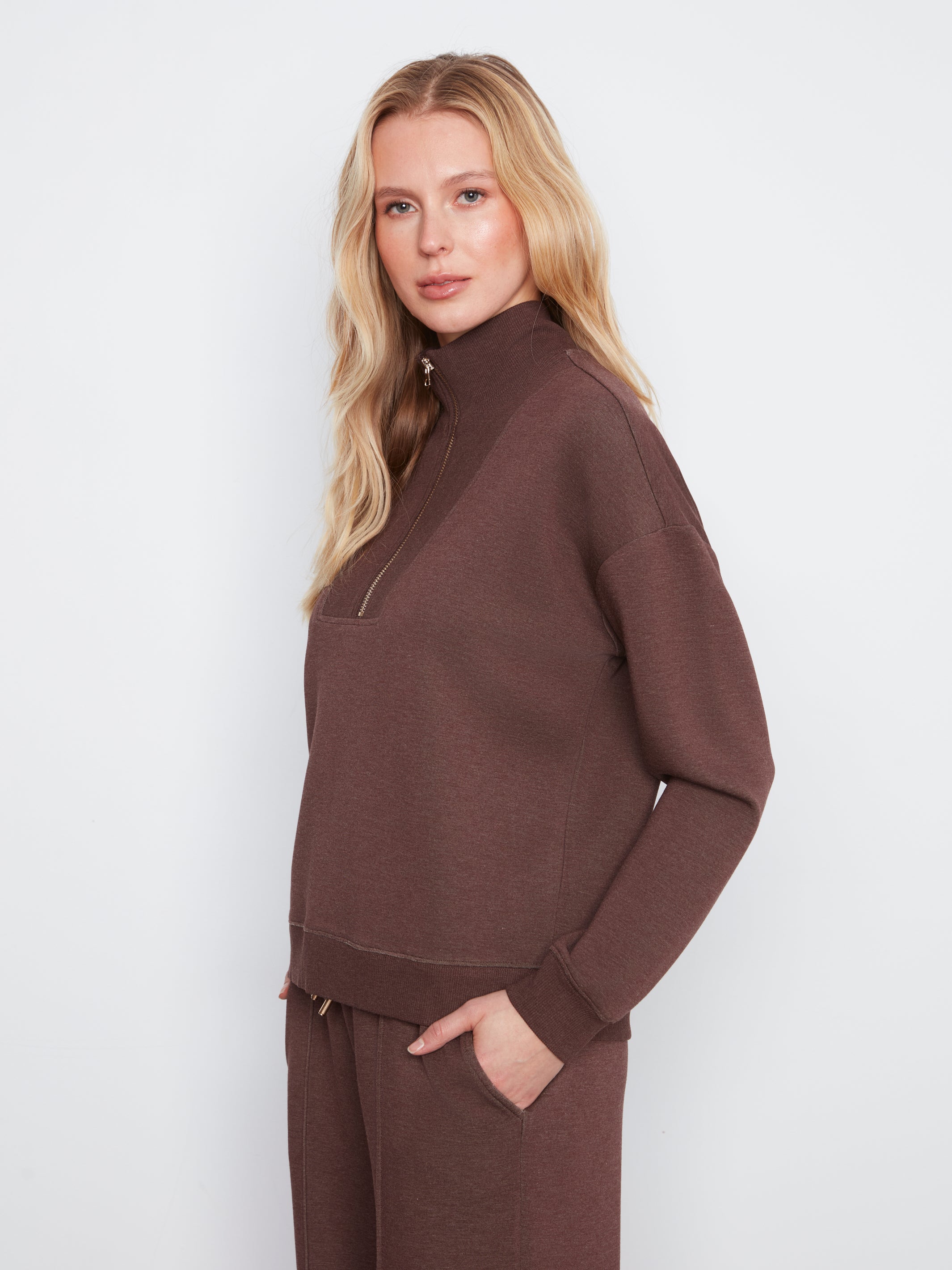 Half-Zip High Collar Sweatshirt
