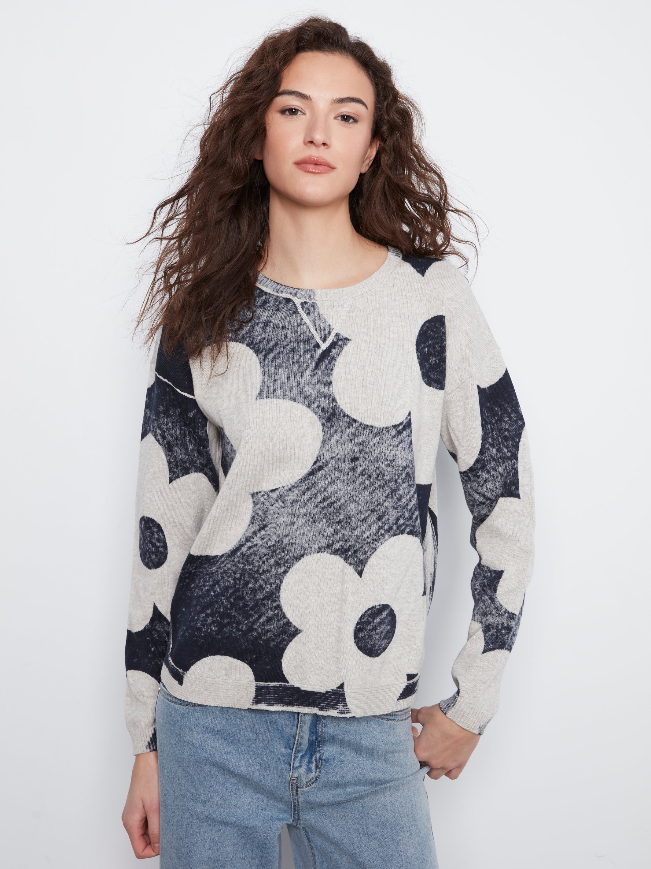 Charlie B. Rounded Hem Printed Top Style C2010P-261B