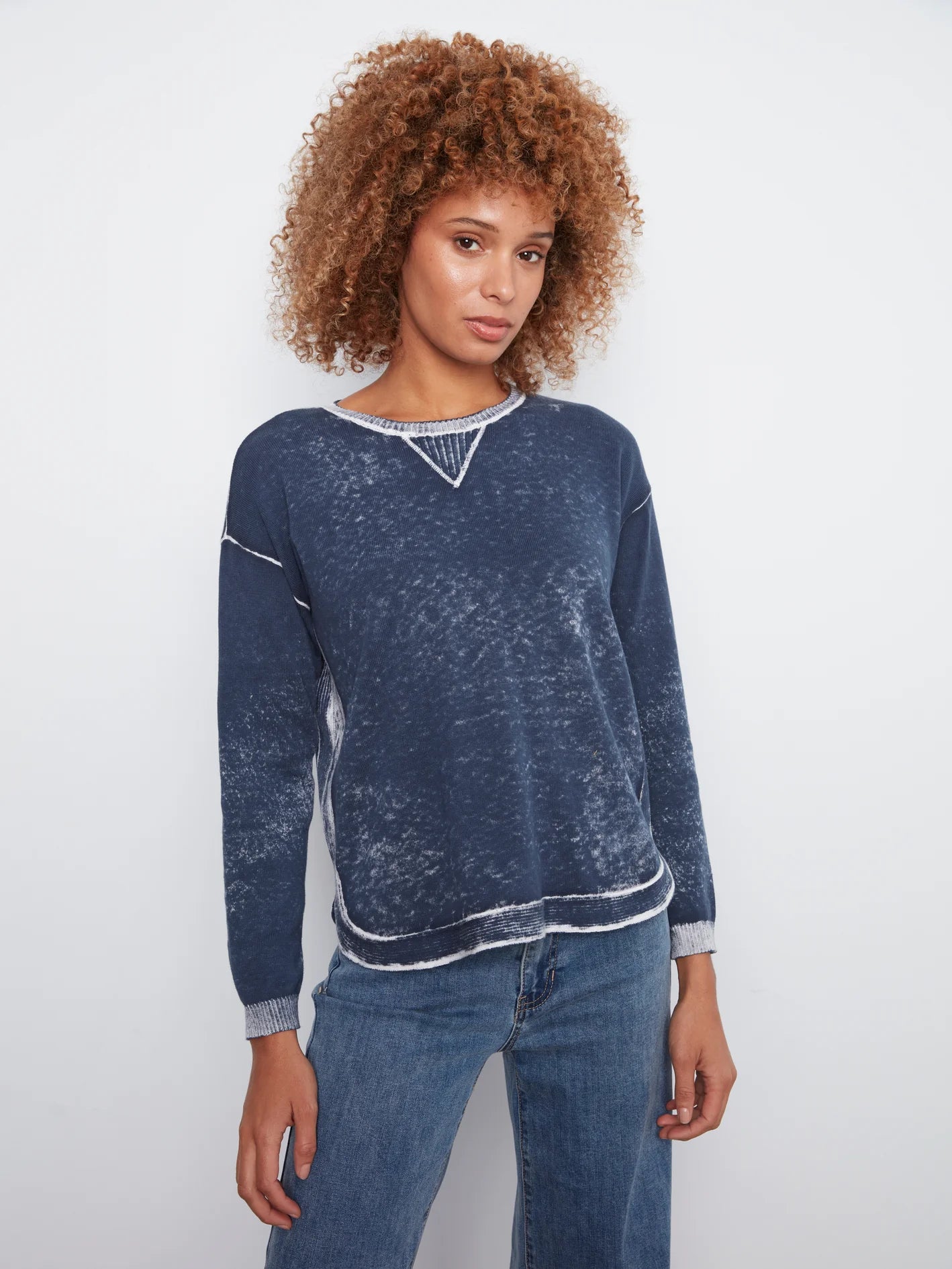 Charlie B Long Sleeve Printed on Reverse Sweater - Style C2010P-261B