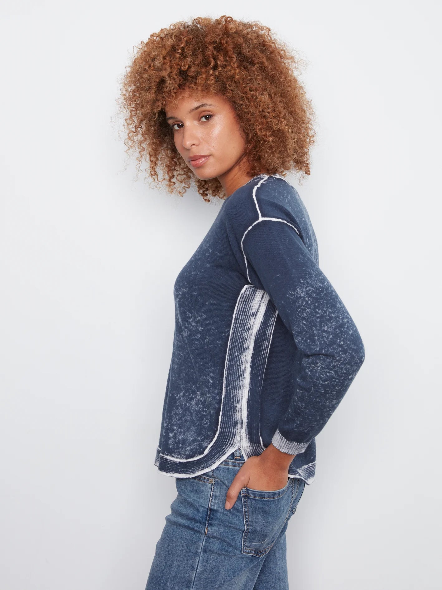 Charlie B Long Sleeve Printed on Reverse Sweater - Style C2010P-261B