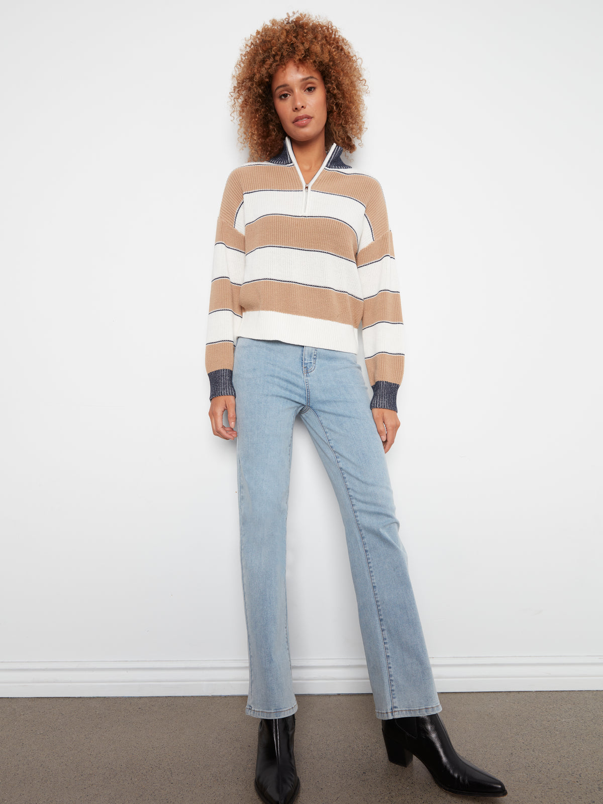 Charlie B Zip Mock Neck Top - Style C2040-424B