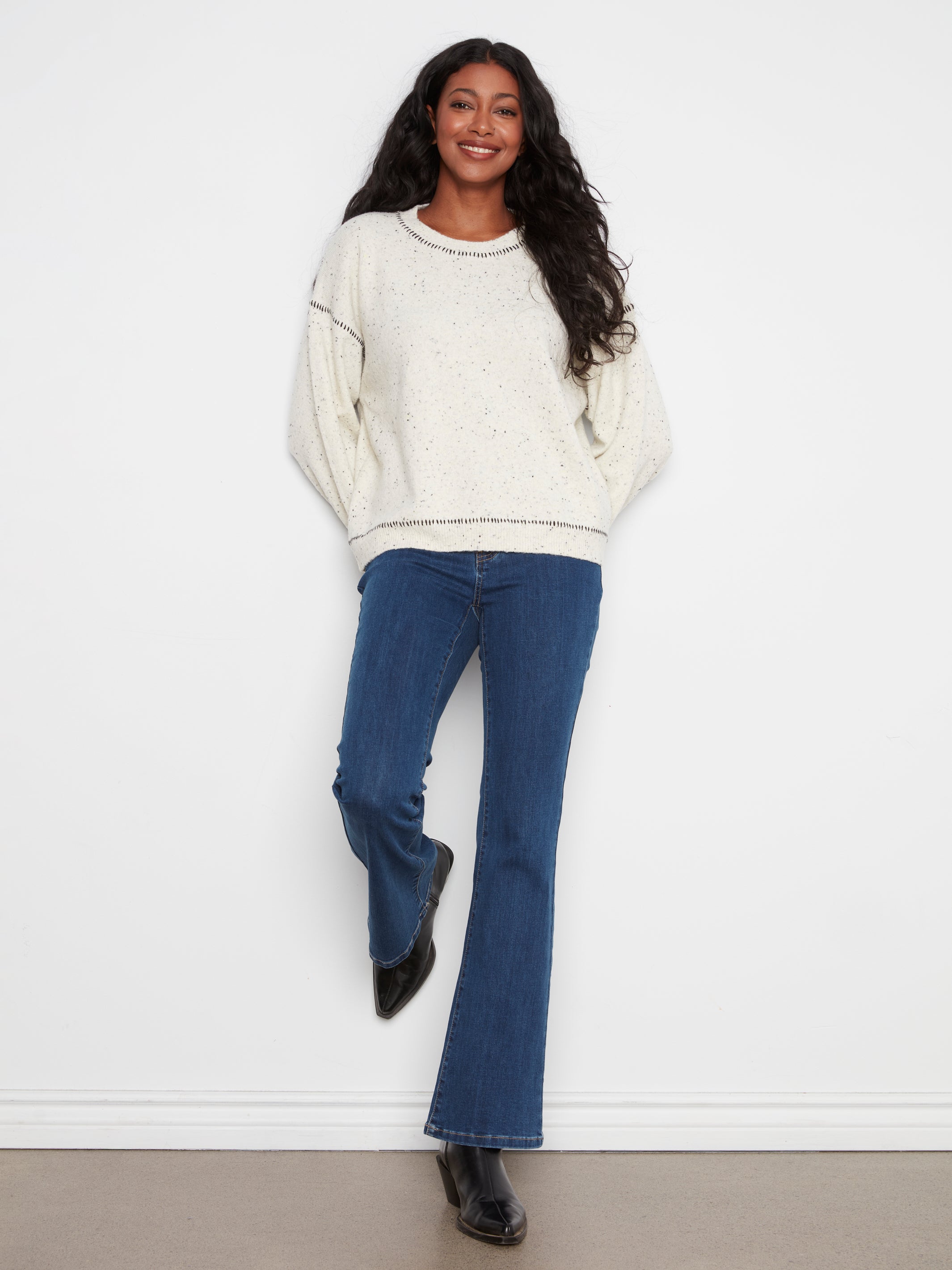 Contrast Whipstitch Sweater