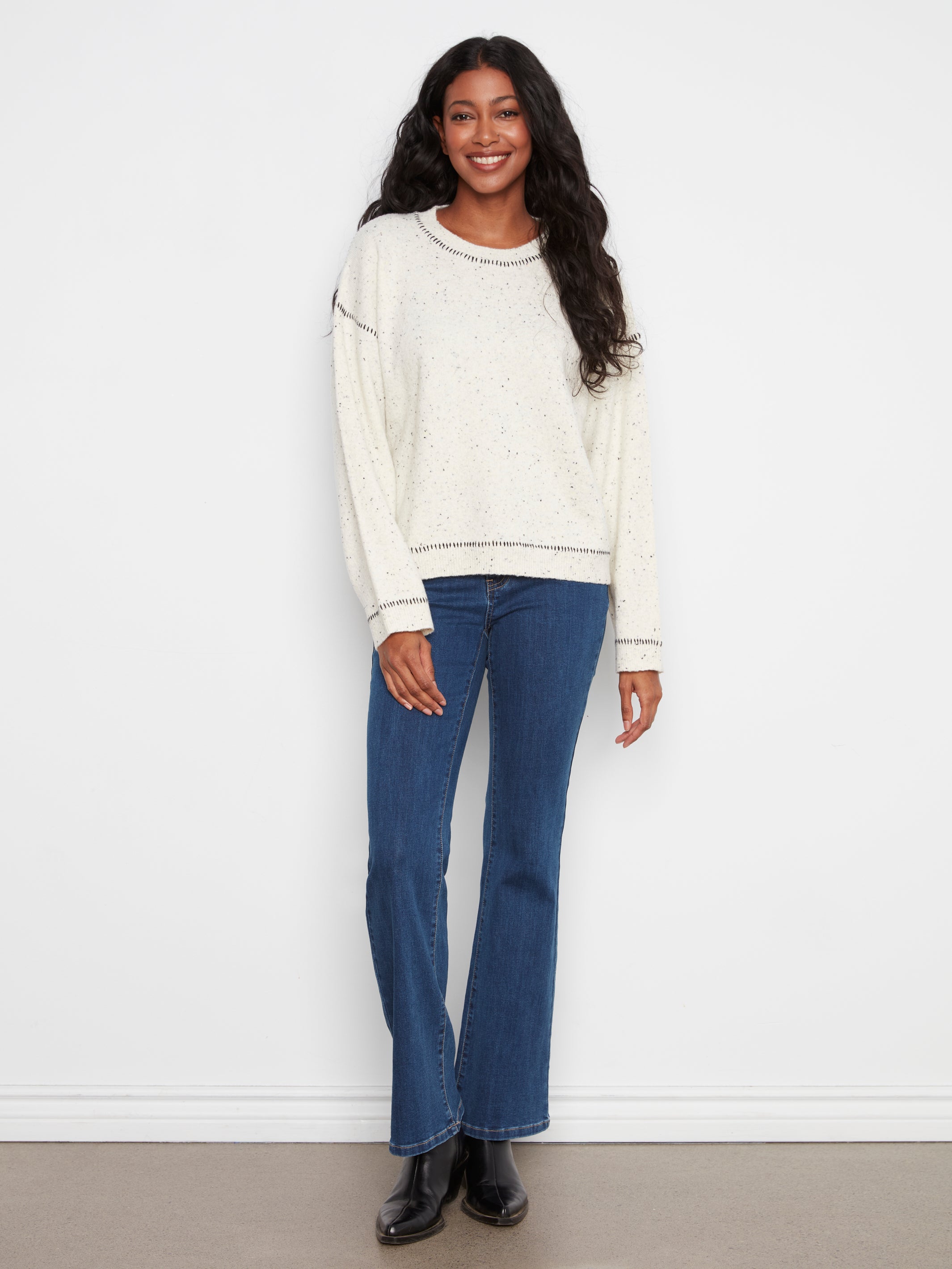 Contrast Whipstitch Sweater