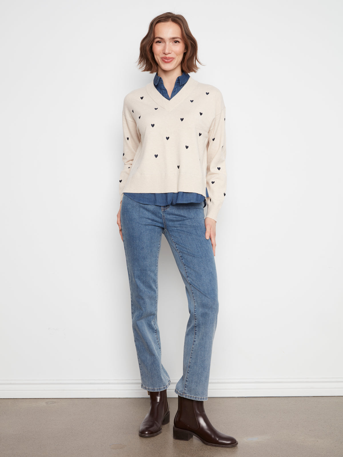Charlie B Long Sleeve Drop Shoulder Sweater - Style C2084-464A