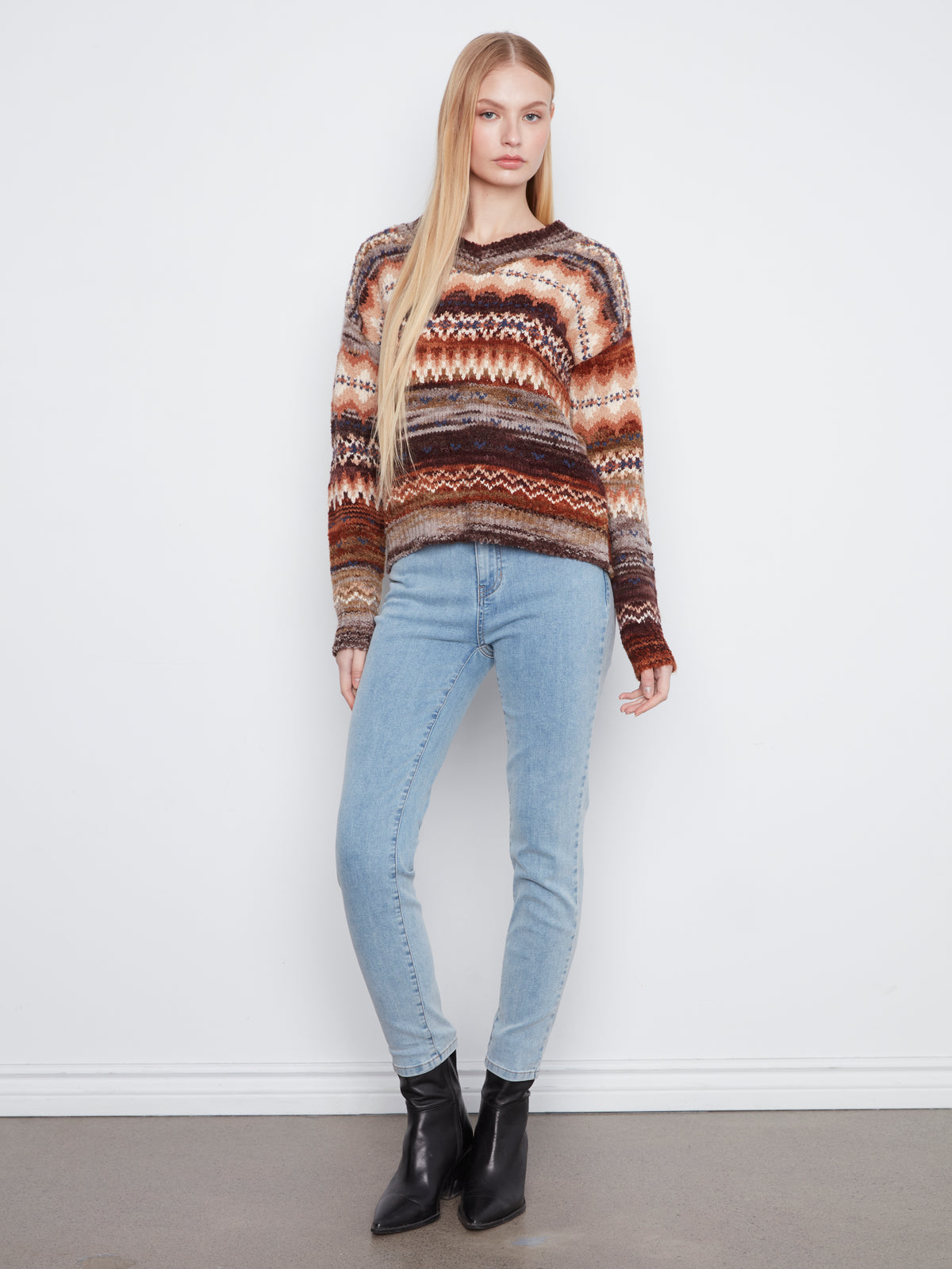 Charlie B V-Neck Space Dye Sweater - Style C2108-646C